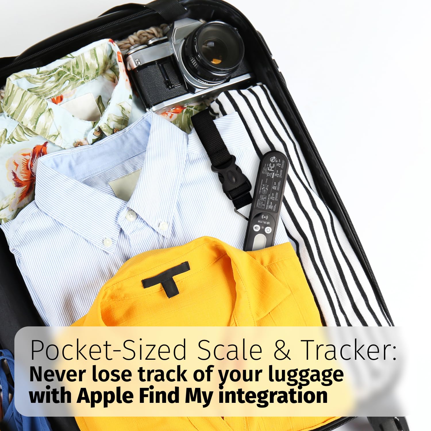 Slide Innovations Báscula digital de equipaje, báscula portátil para colgar equipaje con asa, batería incluida, ideal para maletas, equipaje y bolsas