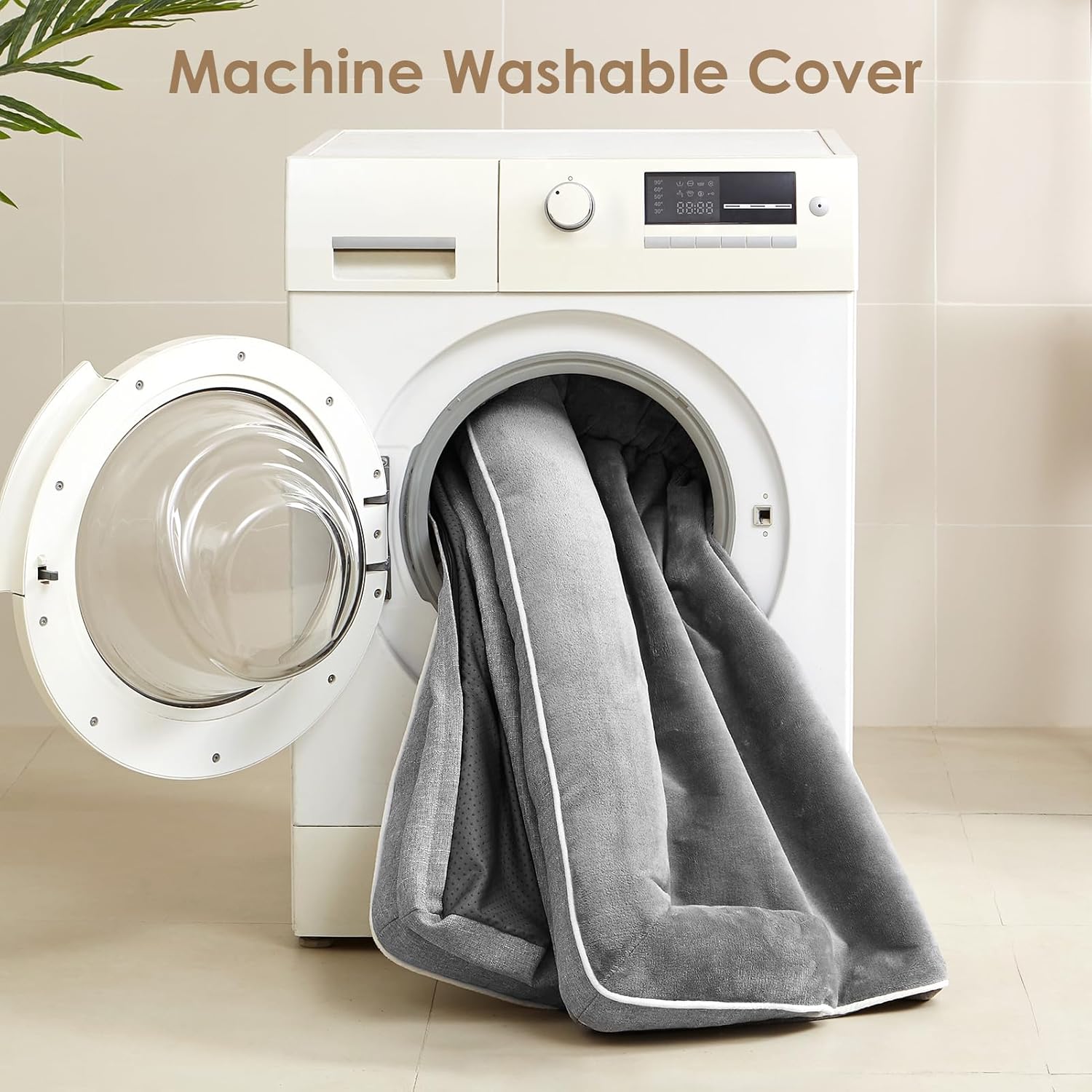 EHEYCIGA Dog Bed Cover Replacement for Extra Large Dog Bed, Waterproof Washable Removable Cover for Orthopedic Memory Foam Dog Sofa, Non-Slip Bottom, Grey, Cover Only