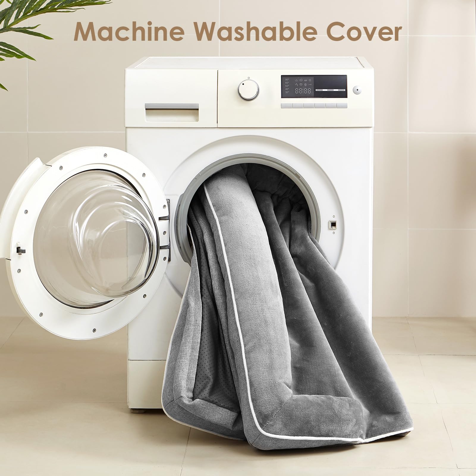 EHEYCIGA Dog Bed Cover Replacement for Large Dog Bed, Waterproof Washable Removable Cover for Orthopedic Memory Foam Dog Sofa, Non-Slip Bottom, Grey, Cover Only - image 7