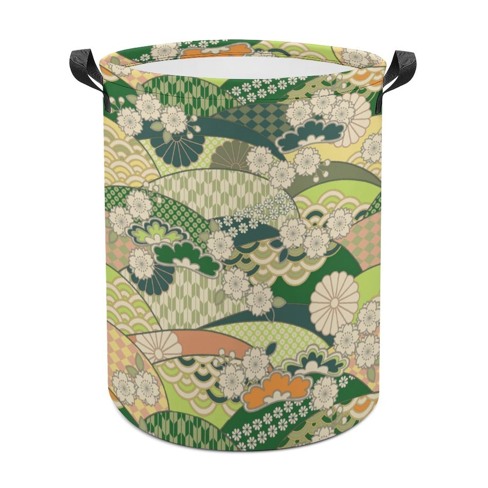 Lyfthologen Laundry Hamper, Japanese Pattern Laundry Basket, Washing Basket with Handle