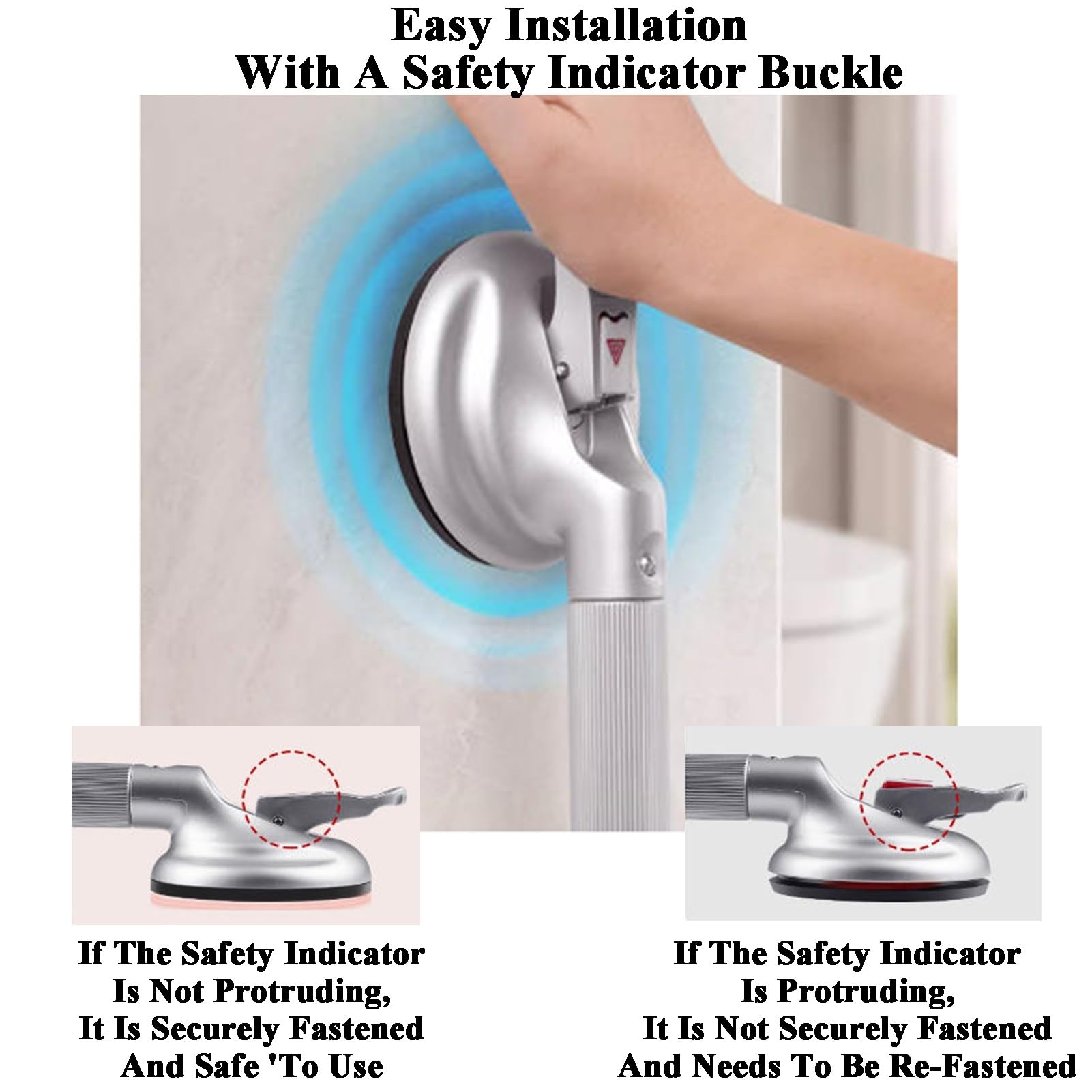 Barras De Apoyo Con Ventosa For Baño, Asideros For Ducha For Personas Mayores, Capacidad De Carga Aproximada De 100 Kg, Bañeras, Duchas E Inodoros.(L-39cm)