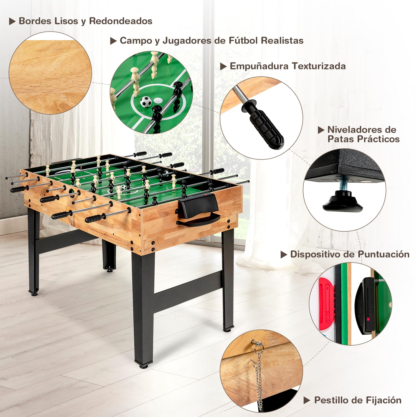 COSTWAY Mesa Multijuegos 10 en 1, Mesa de Juego Combinada con Futbolín, Hockey, Tenis de Mesa, Billar, Shuffleboard, Bolos, Ajedrez, Cartas, Damas y Backgammon, para Sala de Juegos, Bar, Club, Fiestas