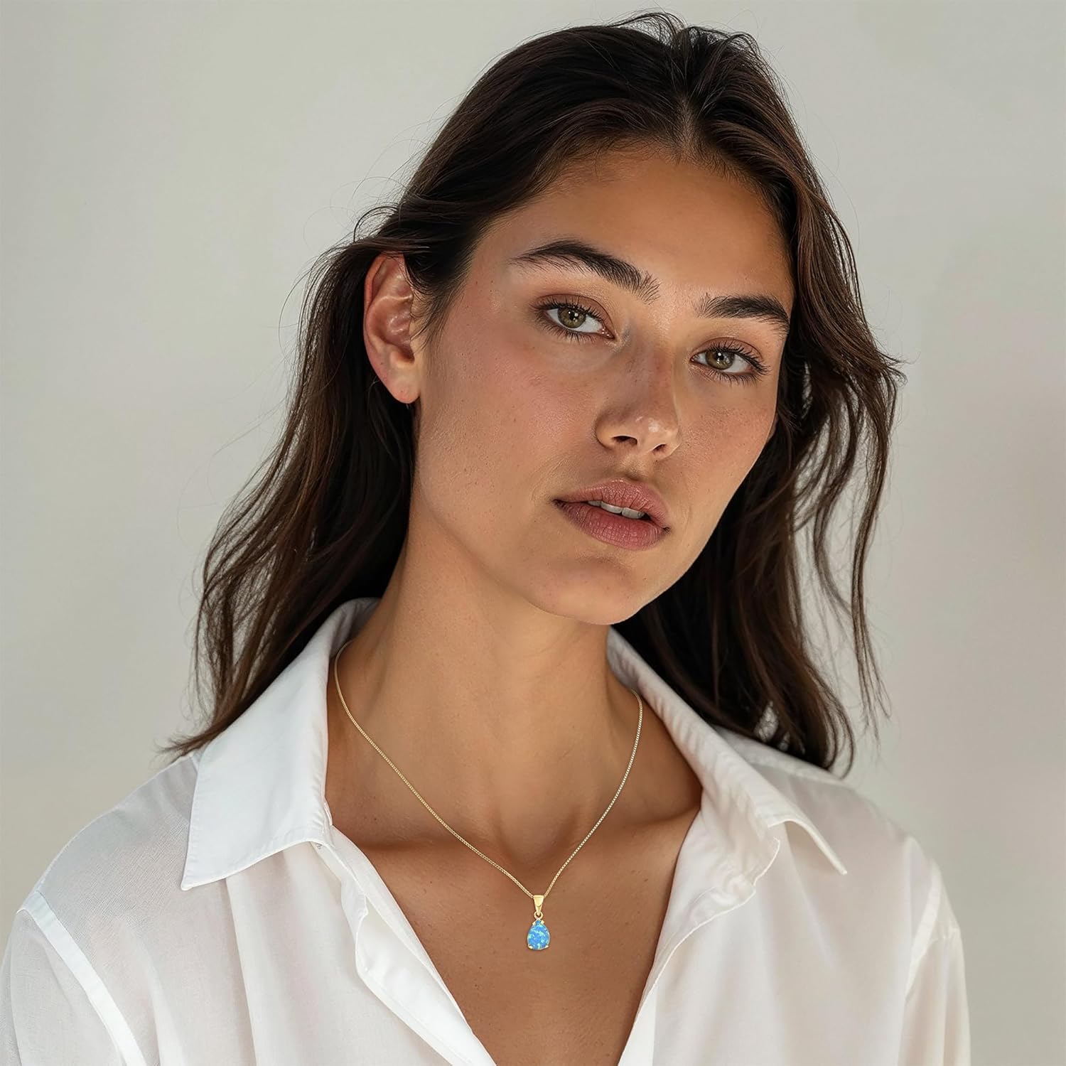 14K Gold Gemstone Pendant Necklace for Women - Solid Gold Necklace - Teardrop Necklace - Gold Pendant Necklace - Dainty Necklaces for Women - Everyday Necklaces for Women - Gesmtone Jewelry for Women - Image 2