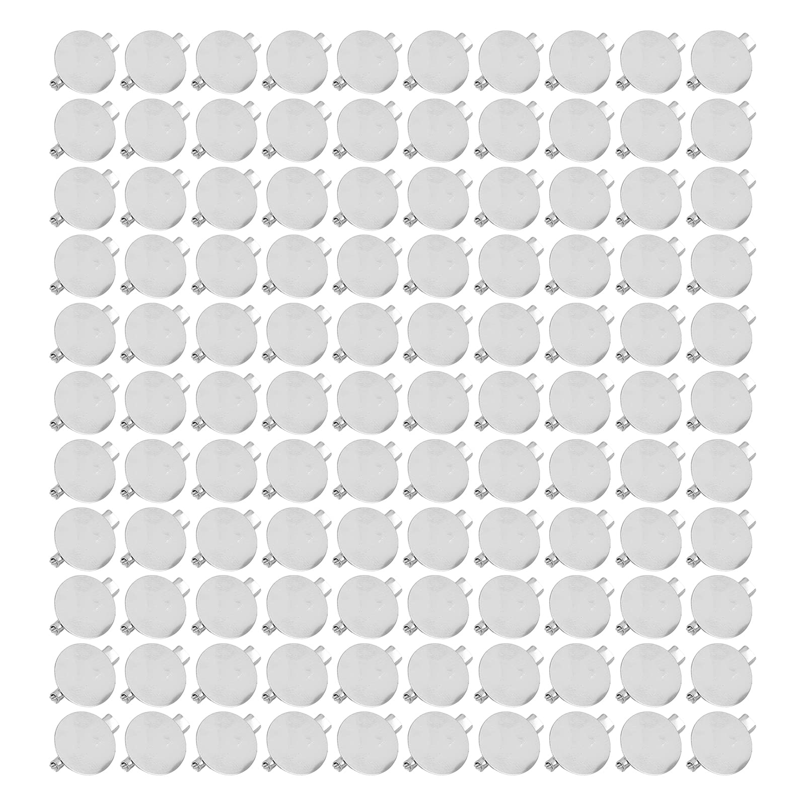 100pcs Brooch Clasps Pin Trays 2 Sizes 15mm/20mm Silver Metal Iron Flat Disc Blank Round Bottom Buckle Pins for Badge, Corsage, Name Tags, Jewelry Craft (20mm)