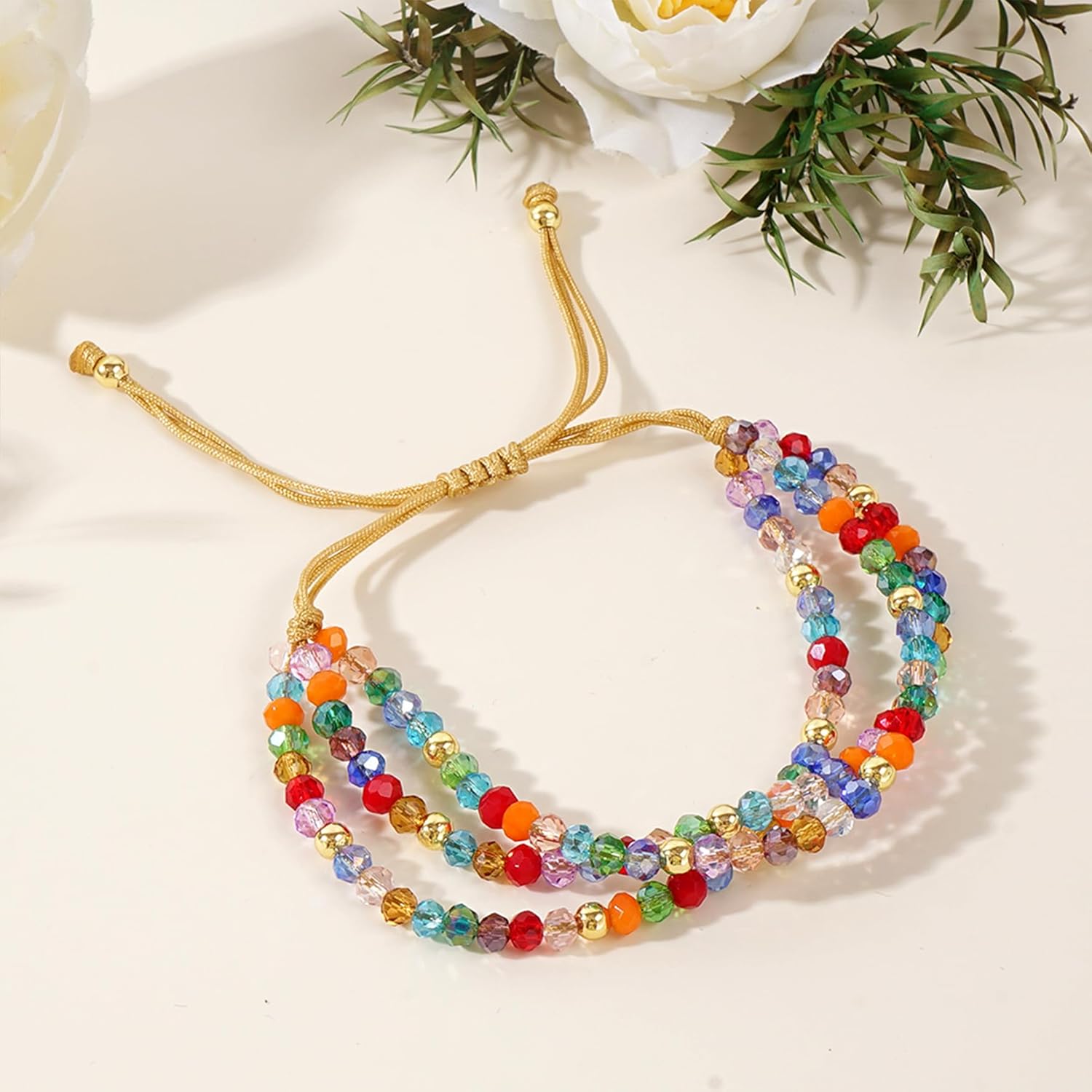 Gold Beaded Stack Friendship Bracelets Set for Women, 3pcs Dainty Pearl Beads Adjustable Stackable Charm Bracelet Fashion Jewelry Gift - Image 6