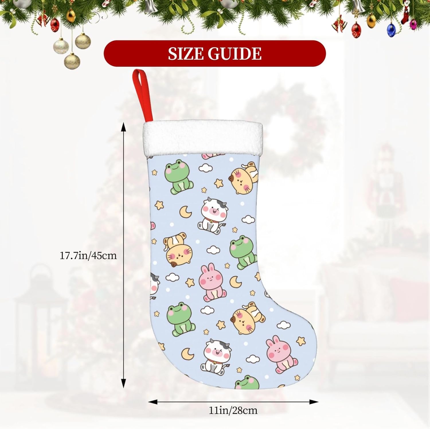 Mint Green Bat Silhouette Christmas Stocking with Plush Cuff