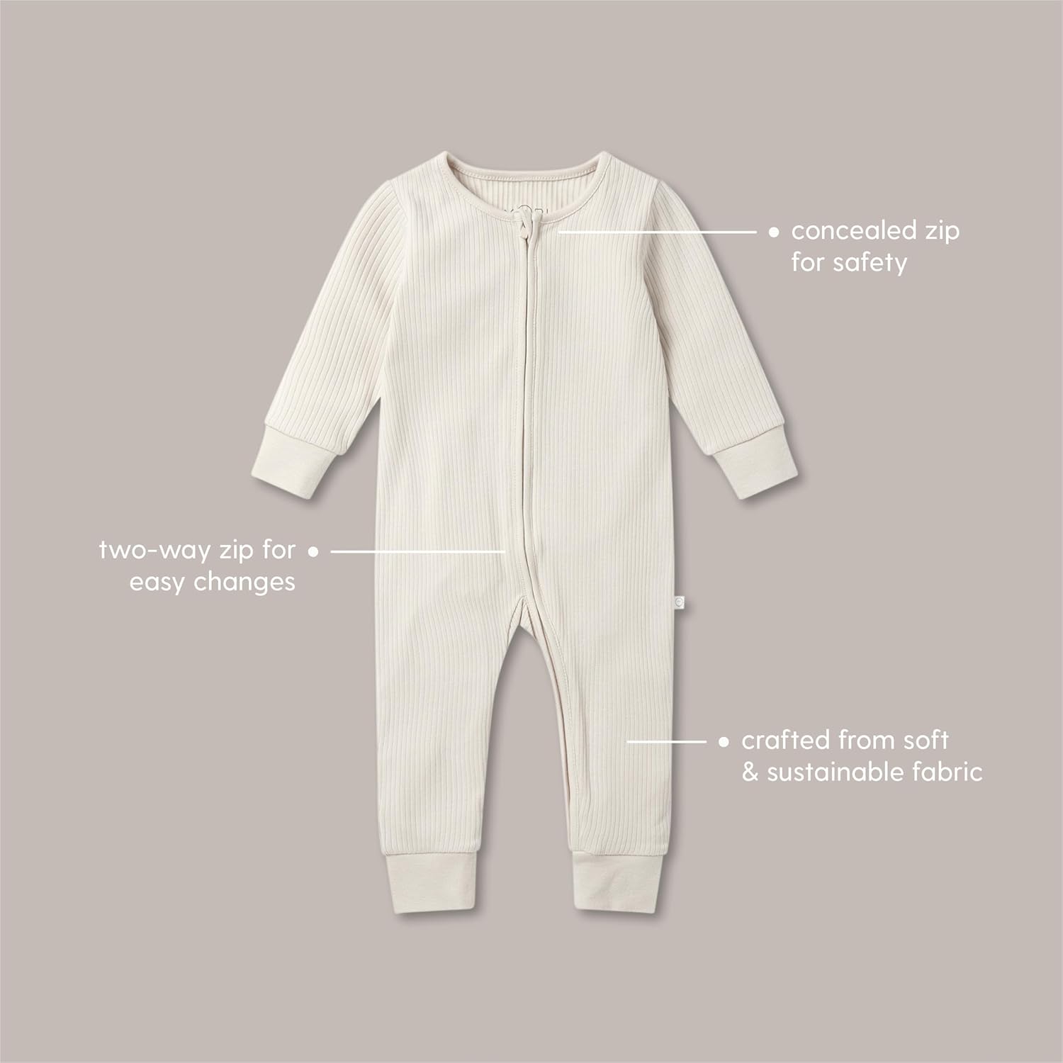 MORI Baby Ribbed Clever One Piece Pajamas - Viscose from Bamboo and Cotton Blend - Unisex Infant Two Way Zipped Long Sleeve - Image 3