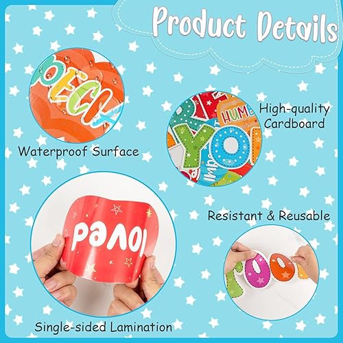 Miniatura 4 de Decoraciones de tablón de anuncios de arcoíris para aula, decoración de pared de afirmación inspiradora positiva, 31 piezas de letreros retro