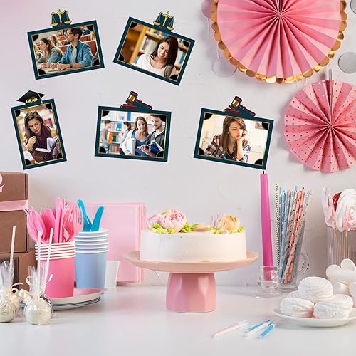 Miniatura 4 de LECAKTO 15 palitos de centro de mesa de graduación para graduación de felicitaciones, decoraciones de fiesta de graduación finalmente hechas,