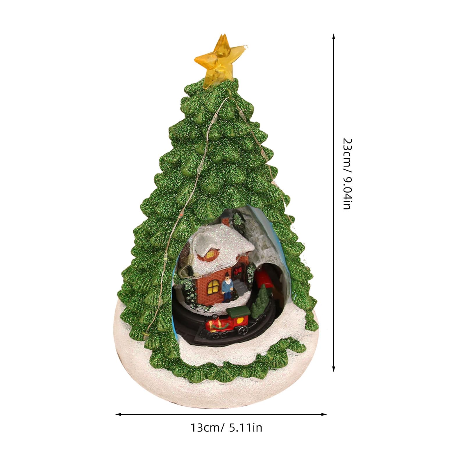 Kisangel Casa di Natale animata e musicale, ornamento natalizio da collezione con statue, trenino in movimento e luci a LED, regalo festivo da tavolo per le vacanze.