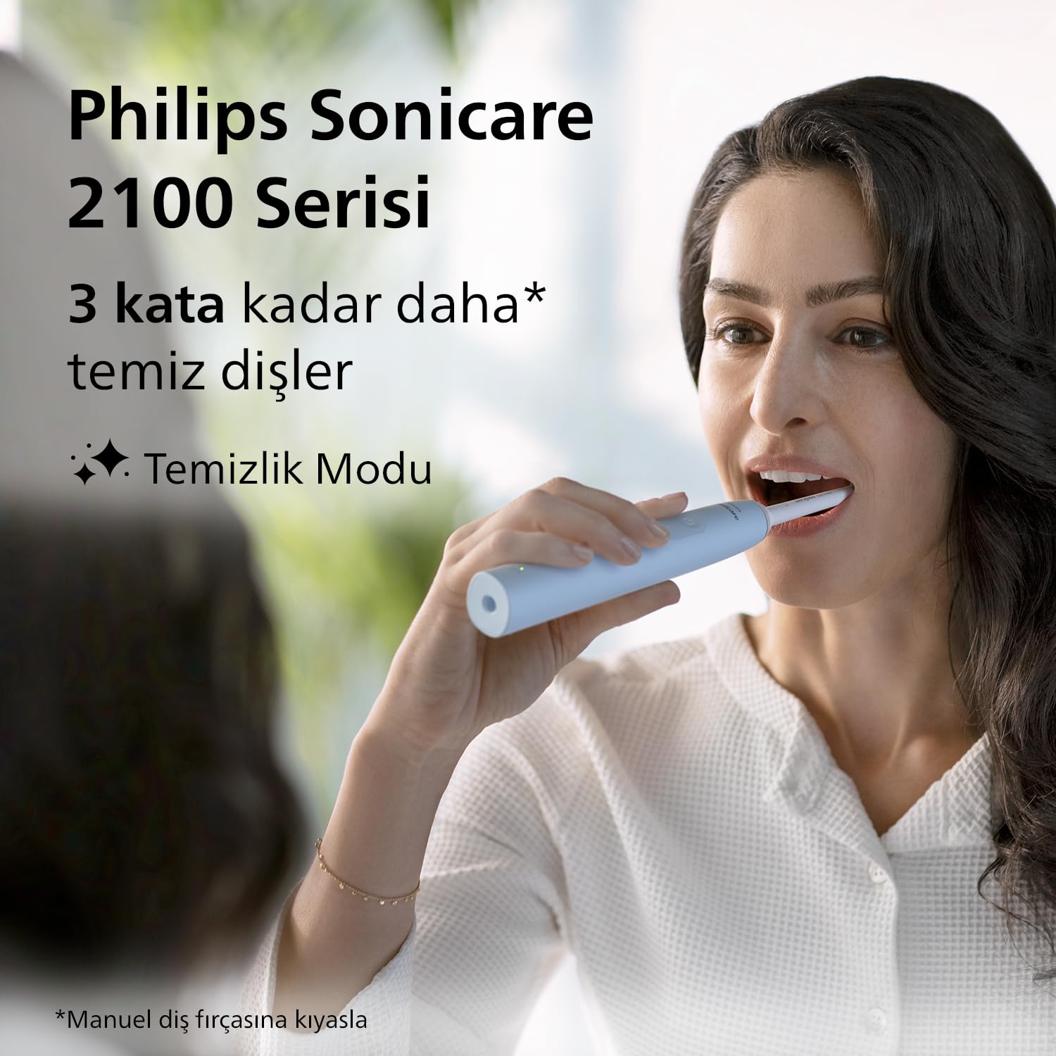 Philips Sonicare 2100 Sonic Şarjlı Diş Fırçası, 3 Kat Daha Fazla Plak Temizliği, 14 Gün Şarj Ömrü, SmartTimer ve QuadPacer Özellikli – HX3651/12