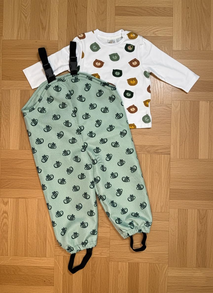BEEBIP Salopette Impermeabile in Tessuto Tecnico – Fatta con Amore in Italia, Certificata Waterproof, Leggera e Resistente, Ideale per Le Avventure all’Aperto dei Bambini (1–3 Anni)