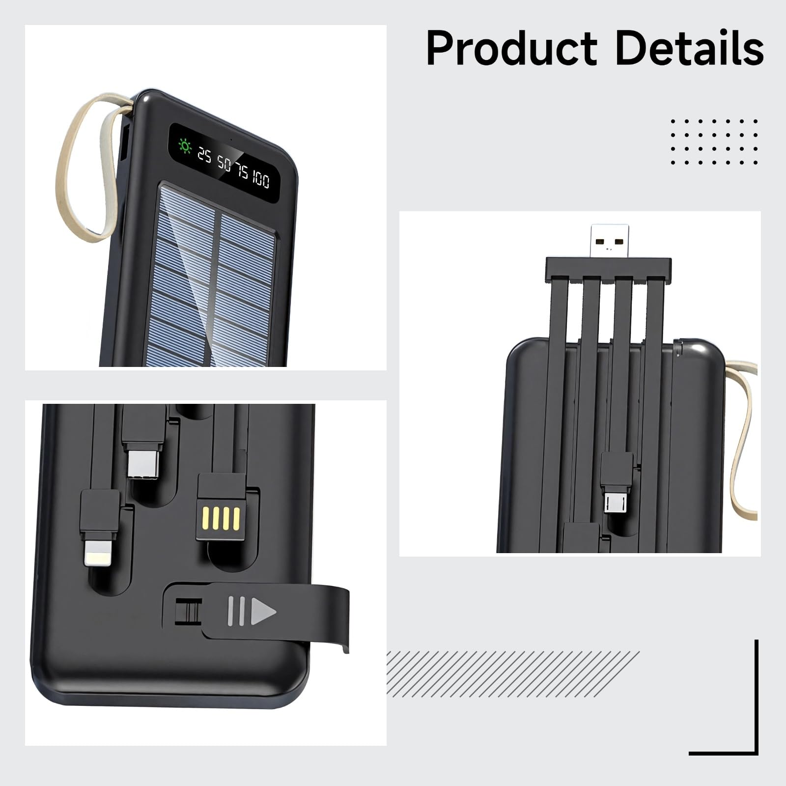 Workingda Power Bank Solare 12000mAh – Ricarica Con Pannello Solare E Dinamo A Mano, 2 Porte USB E Torcia LED Per Emergenze