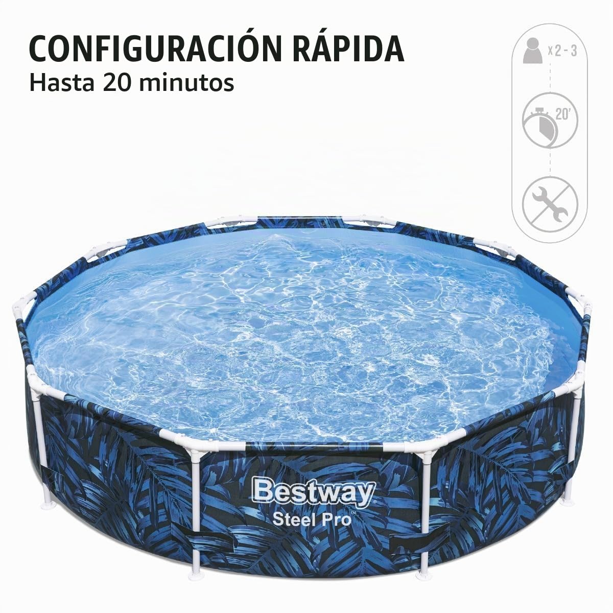 BESTWAY Piscina Desmontable Steel Pro 366x201x66 cm Capacidad de 4.062 litros, Azul