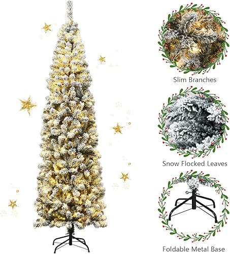 Miniatura 104 de Goplus - Árbol de Navidad artificial cónico de 6 pies, 340 puntas de rama, agujas de cloruro de polivinilo premium, delgado con soporte de metal