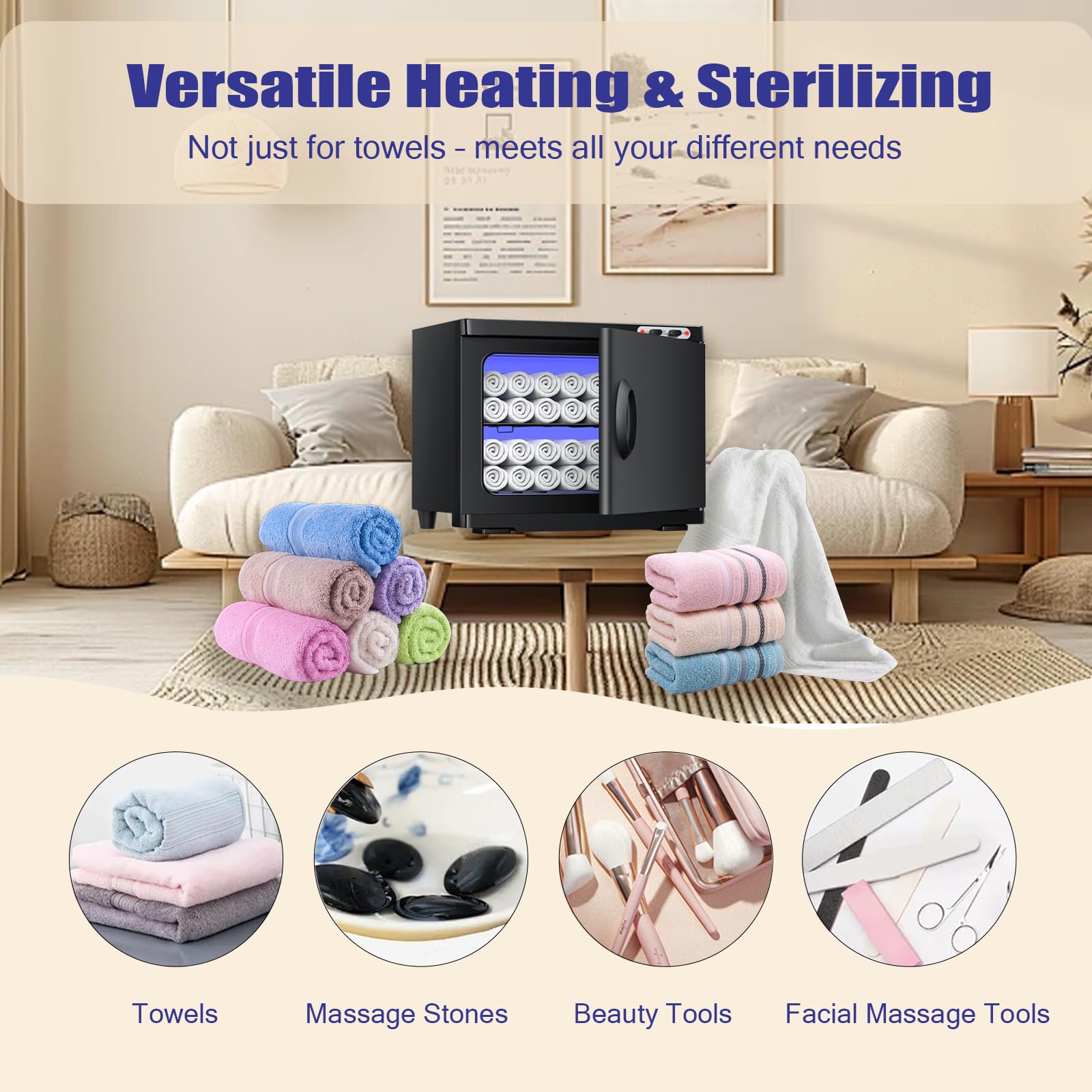 23L Handtuchwärmer Schrank mit 360° UV-Sterilisation, 80 °C Warmhaltefunktion – Ideal für Friseur, Salon, Badezimmer & Wellness
