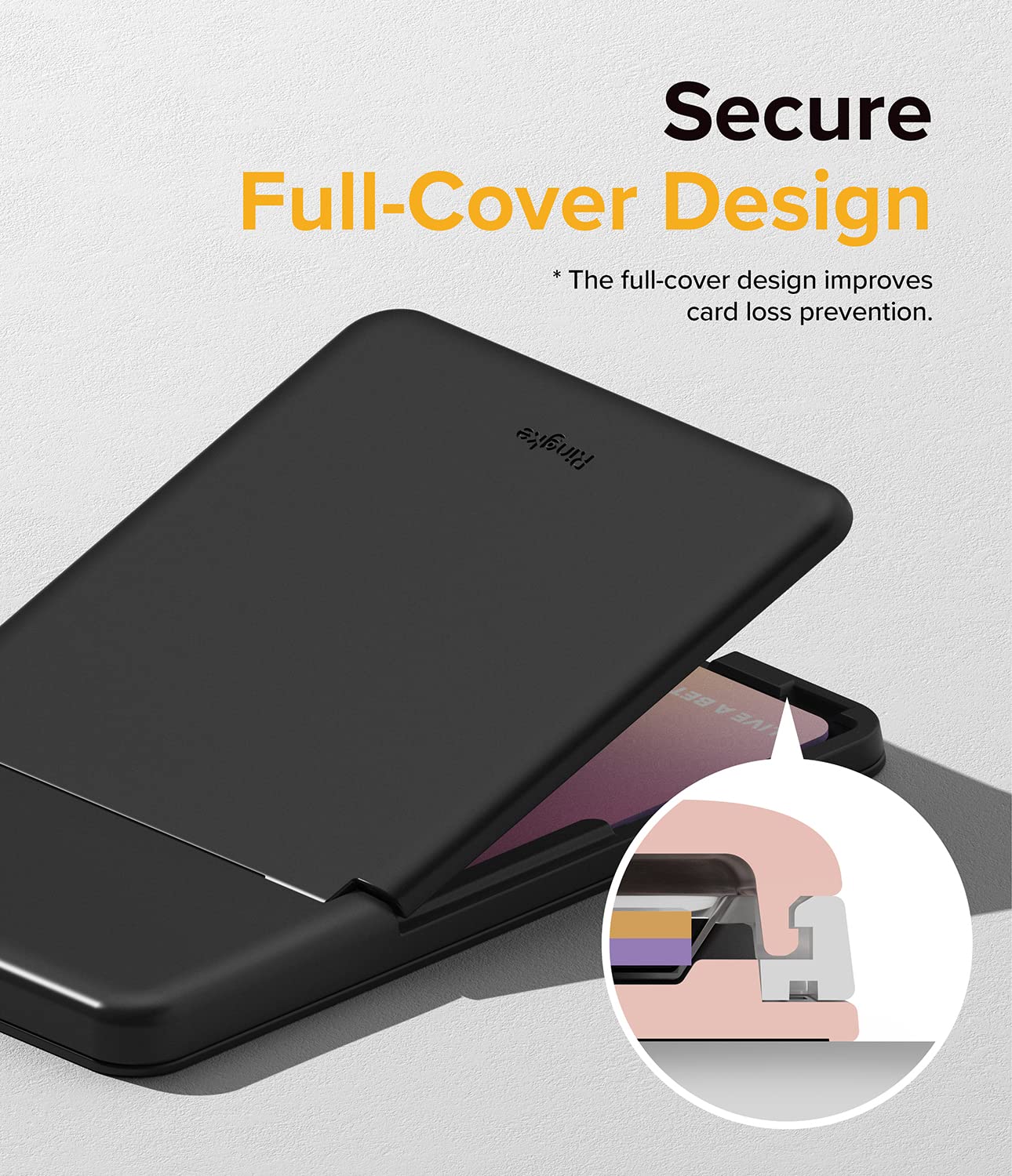 Ringke Stand Slot Card Holder, Porte-Cartes Adhésif avec 3M Sticker Noir