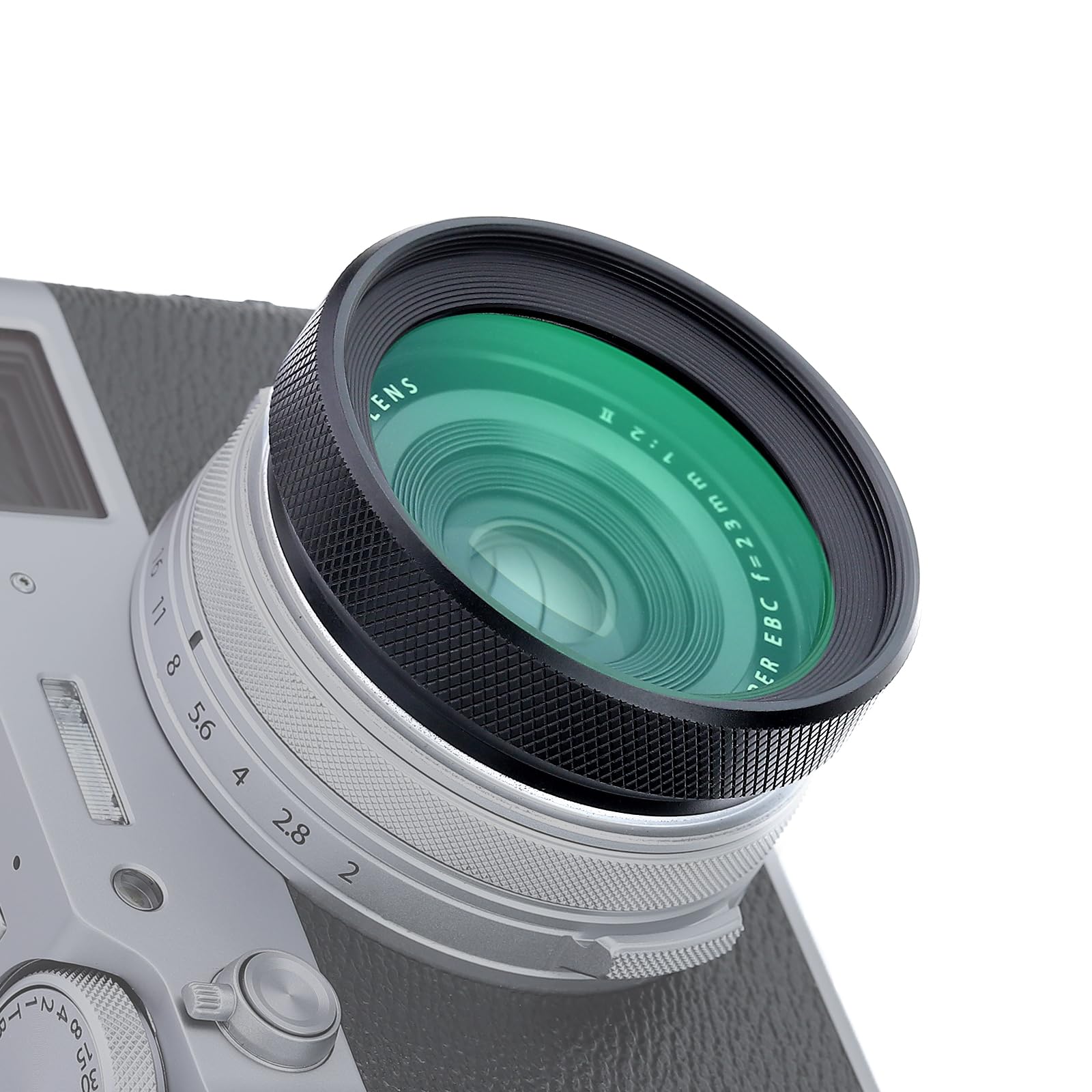 Haoge LUV-X54B Metall Gegenlichtblende Sonnenblende mit MC UV Filter Ultraviolett Schutzfilter für Fujifilm X100VI Fuji FinePix X100V Kamera Objektiv Schwarz