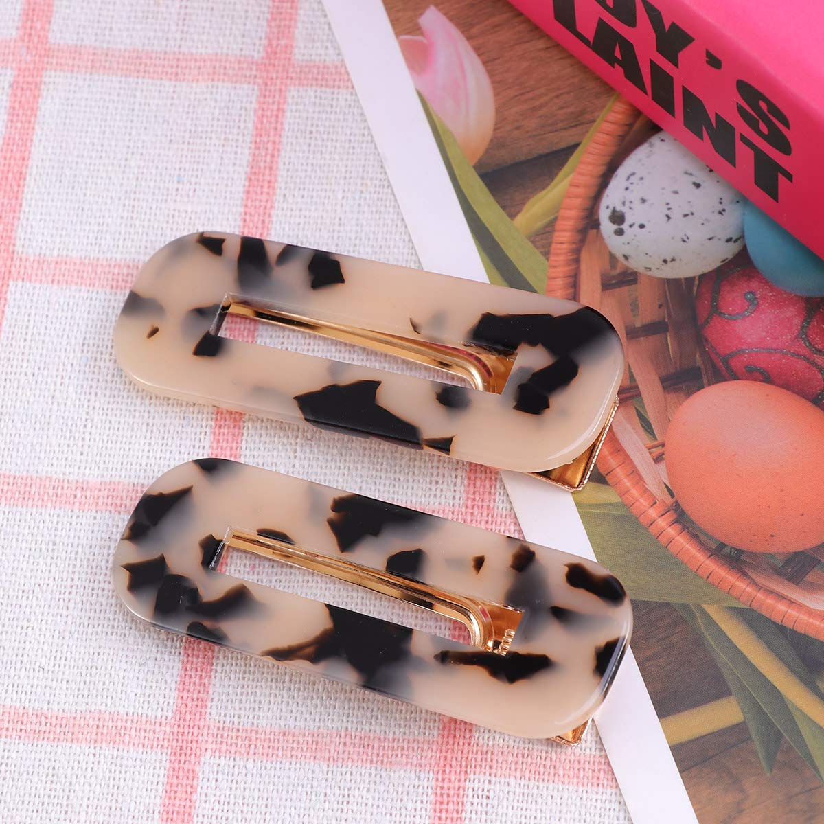 2 Pcs Tortoise Shell Hair Clips Leopard Barrettes Vintage Hair Clip for Girls image 4