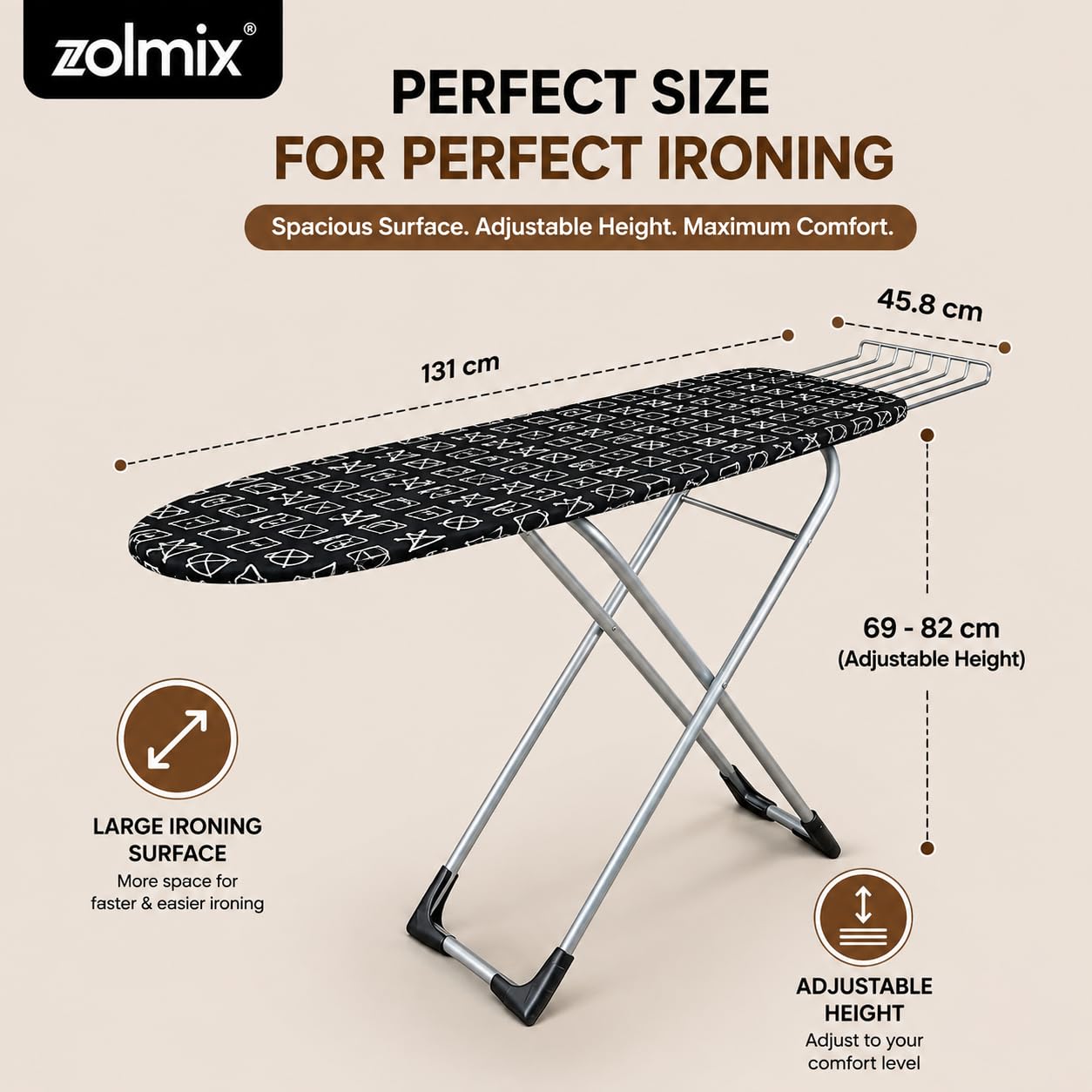 ZOLMIX Wooden Ironing Board - Durable & Spacious -2