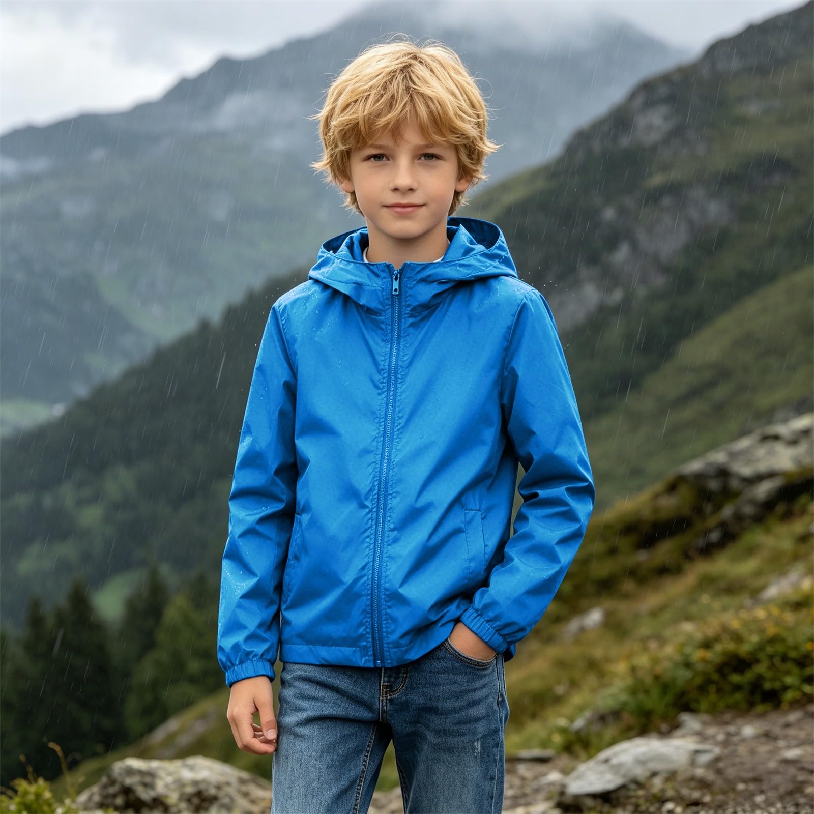 2er-Pack Regenjacke Kinder Wasserdicht Softshelljacke Mädchen mit Kapuze Leicht Warme Winter Jacke Winddicht übergangsjacke Mädchen Outdoor Wintermantel Dünne Windbreaker Kinder