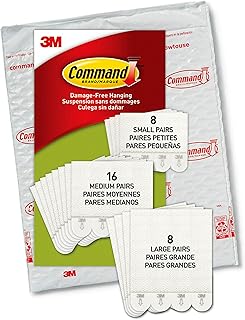 Command Picture Hanging Strips Variety Pack, Damage Free Picture Hangers, No Tools Wall Hanging Strips for Living Spaces, White, 8 Small Pairs, 16 Medium Pairs and 8 Large Pairs(64 Strips)