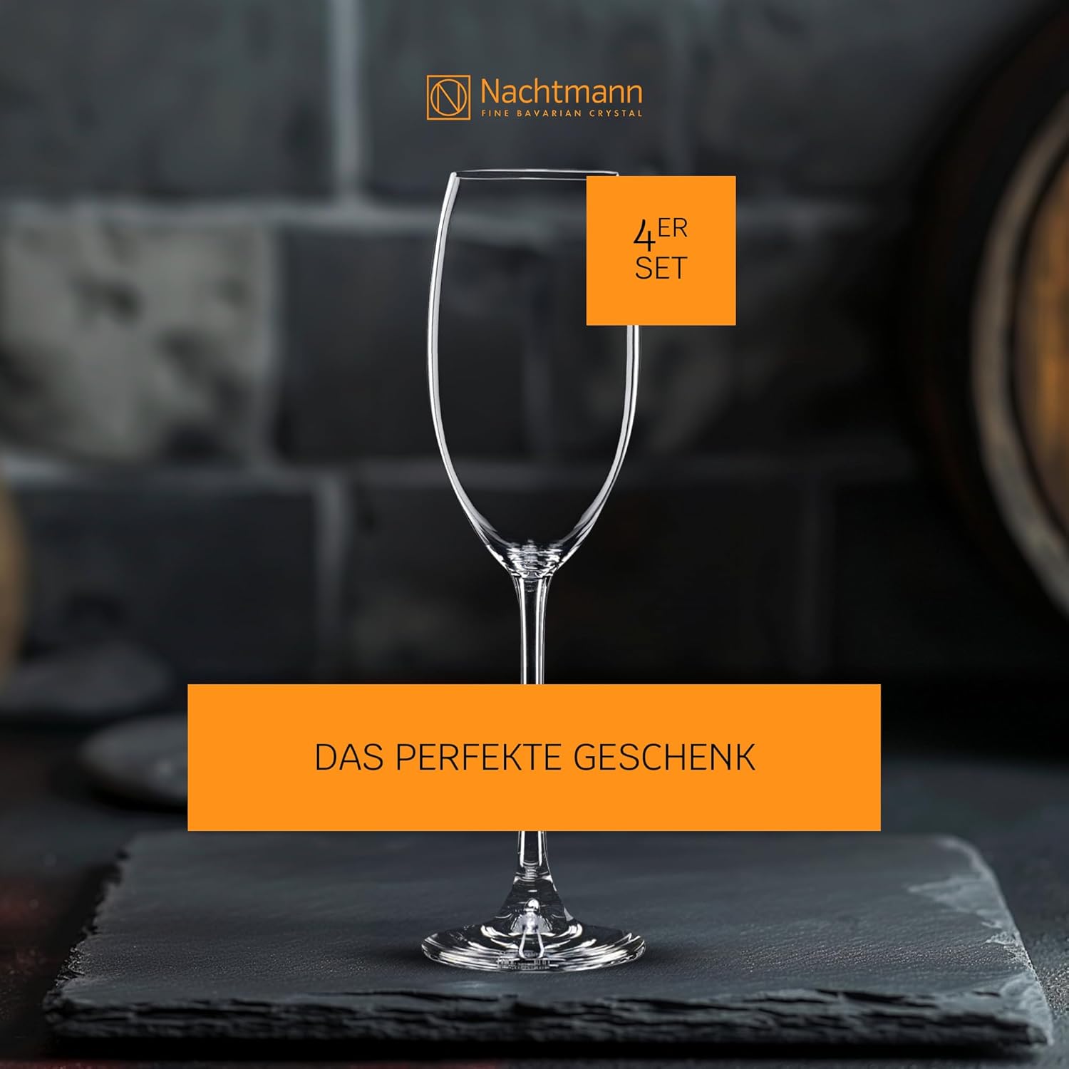 Nachtmann Vivendi 9 oz Champagne Flutes – Set of 4 Lead-Free Crystal Stemmed Glasses, Refined Design for Sparkling Wine, Weddings, Anniversaries, Celebrations & Home Entertaining