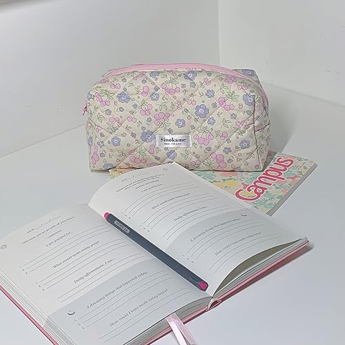 Miniatura 4 de Lindas bolsas de maquillaje de coqueta floral, Frutos de flores beige, Lindo y estético