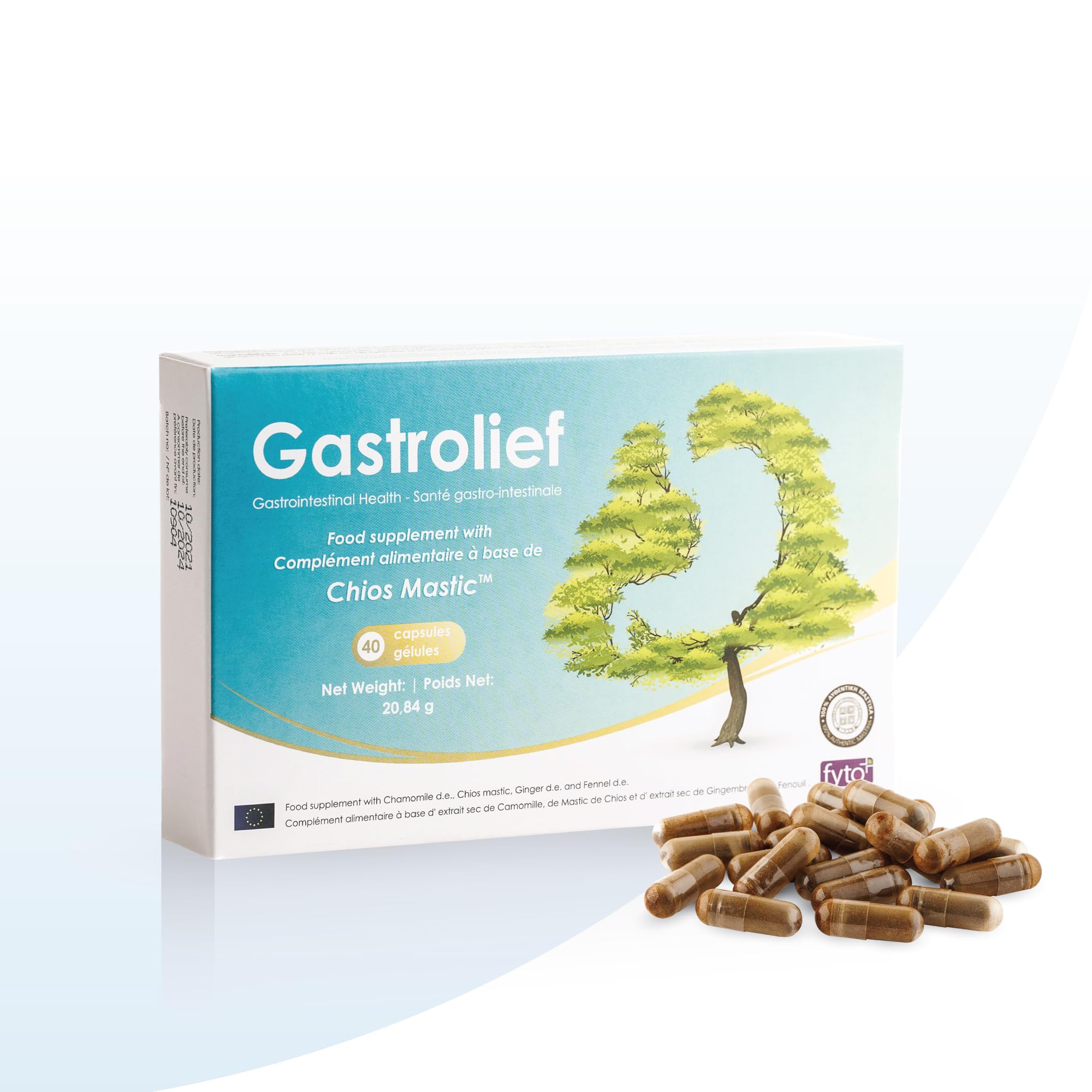 Gastrolief – Confort Digestif Quotidien | Mastic de Chios Pur, Camomille, Gingembre & Fenouil | Sans Gluten, Sans Lactose, Vegan | 30 Gélules | – Clean Label