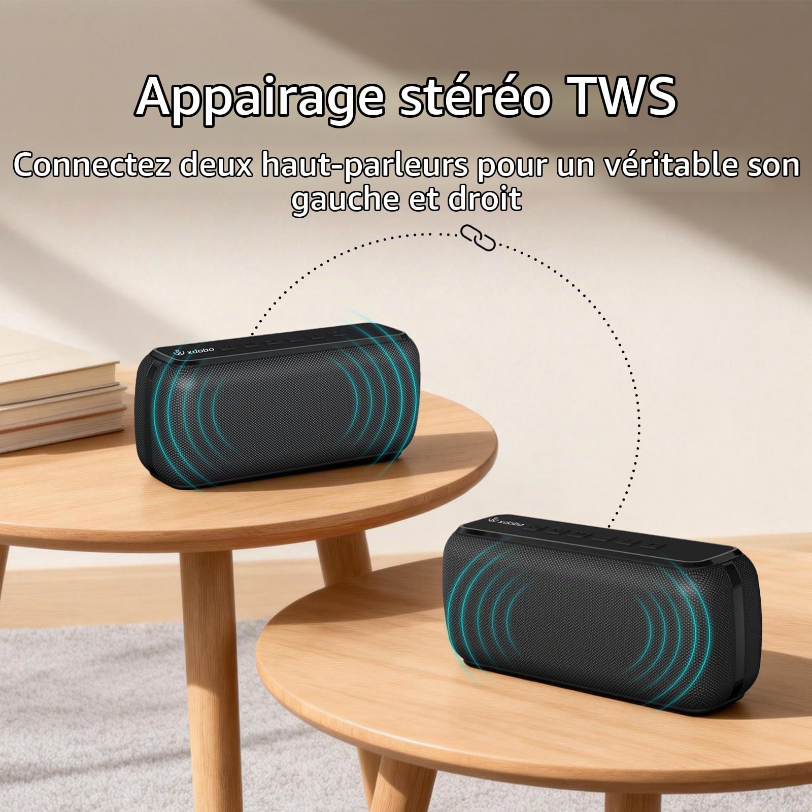 XDOBO X8 II Haut-Parleur Bluetooth 60W Portable avec Basses Profondes, IPX5 Étanche, Bluetooth 5.0, Appairage Stéréo TWS, 8 Heures d’Autonomie, Carte TF & AUX – Enceinte Extérieure