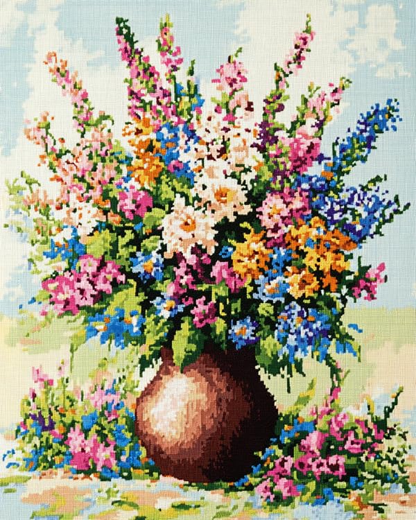 Point de croix kit complet broderie estampé adultes toile 11CT vase 40x50cm DIY