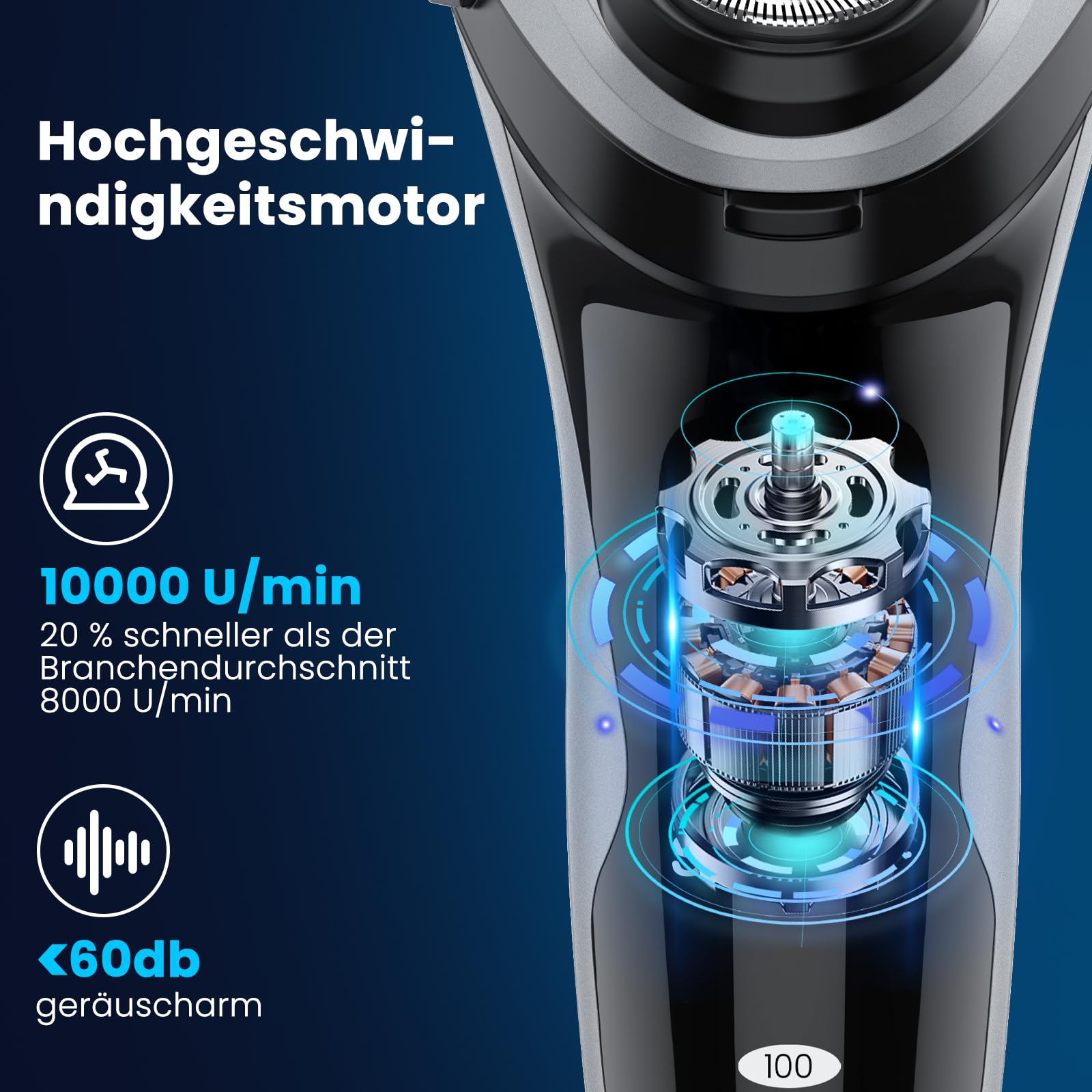 SweetLF Rasoir Electriques Hommes Wet & Dry, avec 4D Têtes Rotatives, Rasoir Electrique, Tondeuse à Poils de nez Pour Hommes avec tête Détachable