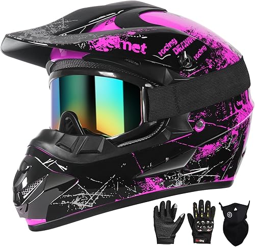 SPARK - Cascos para bicicleta de montaña para niños, cascos de motocicleta para jóvenes, ATV, motocross, de cara completa, para hombres y mujeres,