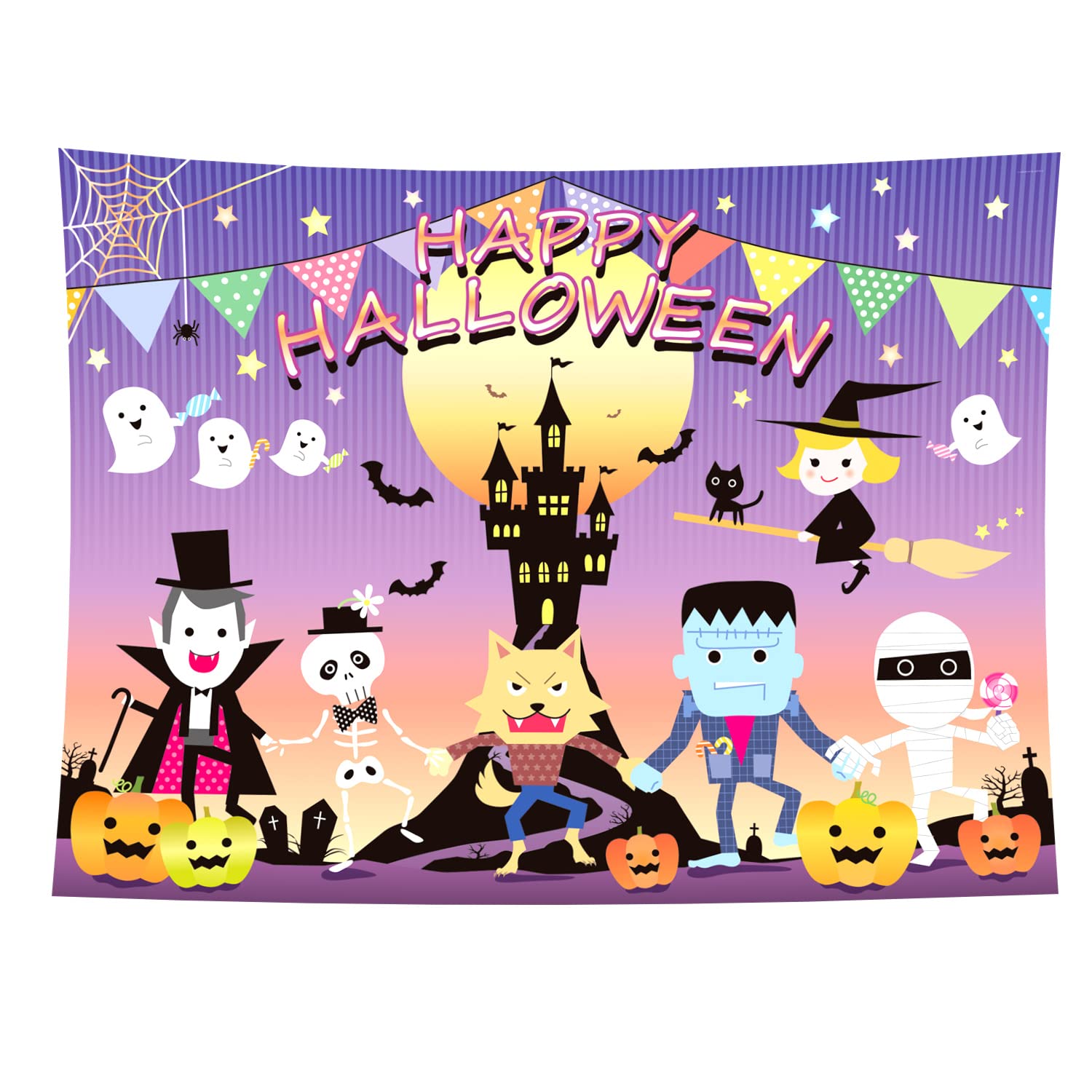 Amazon Co Jp 0cm 150cm かわいい こわくない ハロウィン 背景布 タペストリー 大判 飾り かぼちゃ おしゃれ 撮影用 リモート オンライン Web会議 背景 コスプレ ホーム キッチン