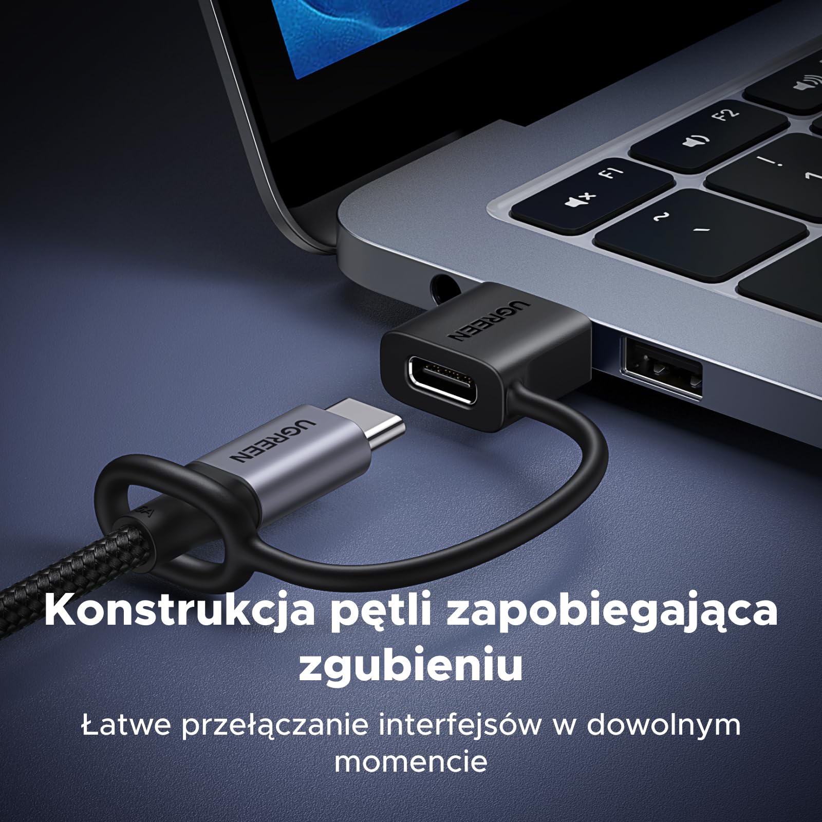 UGREEN USB do adaptera USB C (2 szt.) Adapter 10 Gb/s do zestawu z pierścieniem zabezpieczającym przed uszkodzeniami mechanicznymi dla iPhone'a 16/15/14 serii serii laptopów Carplay usw