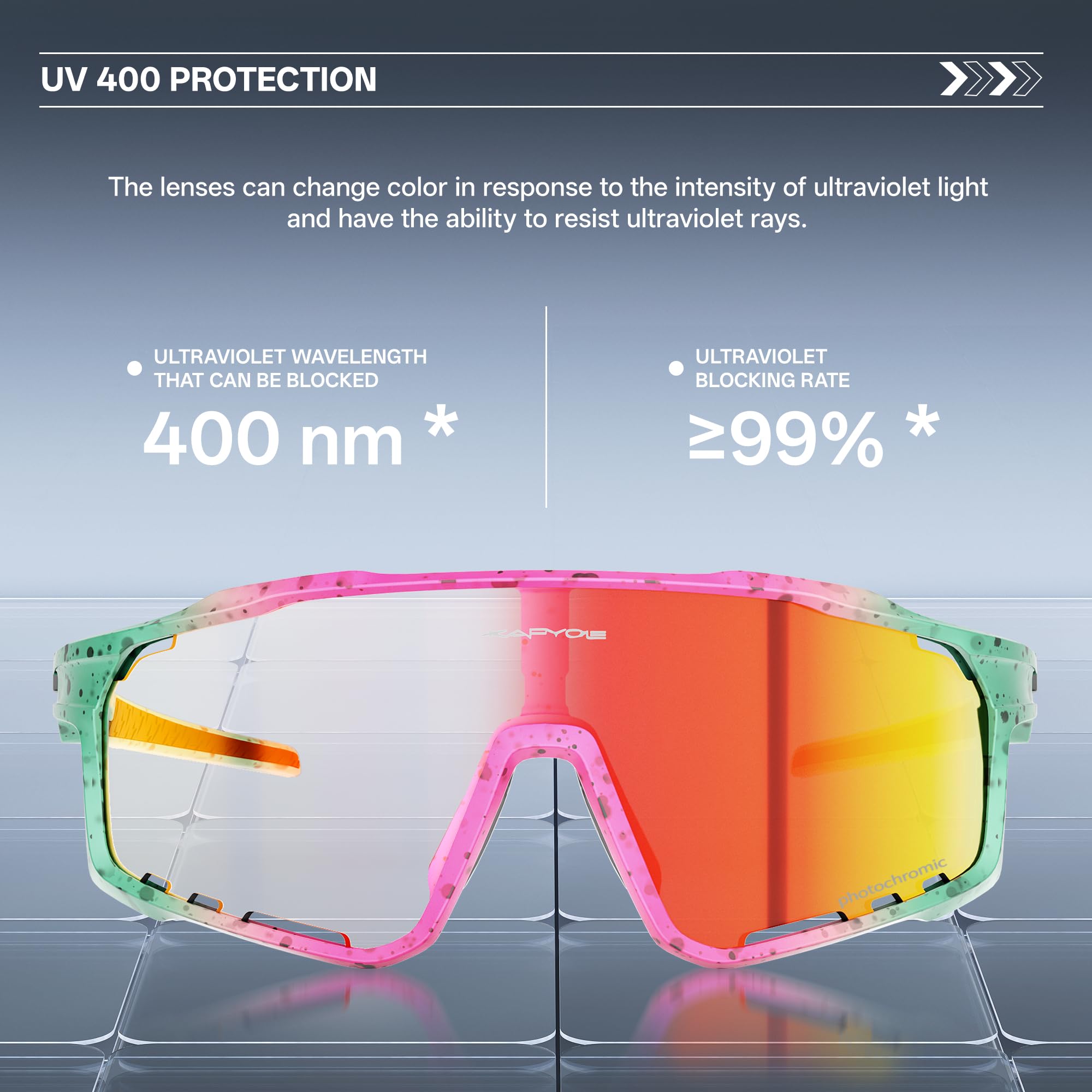 KAPVOE Gafas de Ciclismo Hombre Mujer K76 | Montura TR90, almohadilla nasal ajustable para ciclismo.