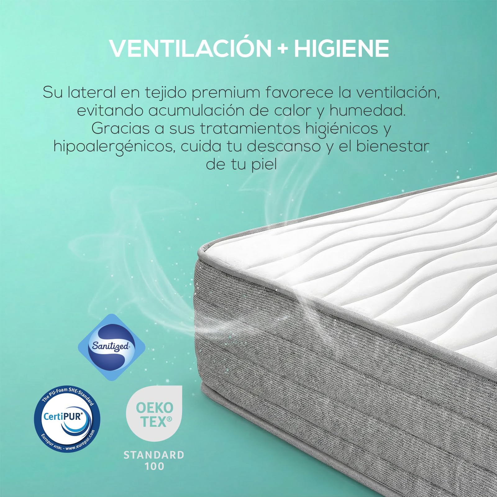 Duérmete Online - Colchón 90 x 190 Viscoelástico Frida con Cara Invierno/Verano, Ergonómico, Confort y Dureza Óptimos, Higiénico y Transpirable, Grosor 21cm