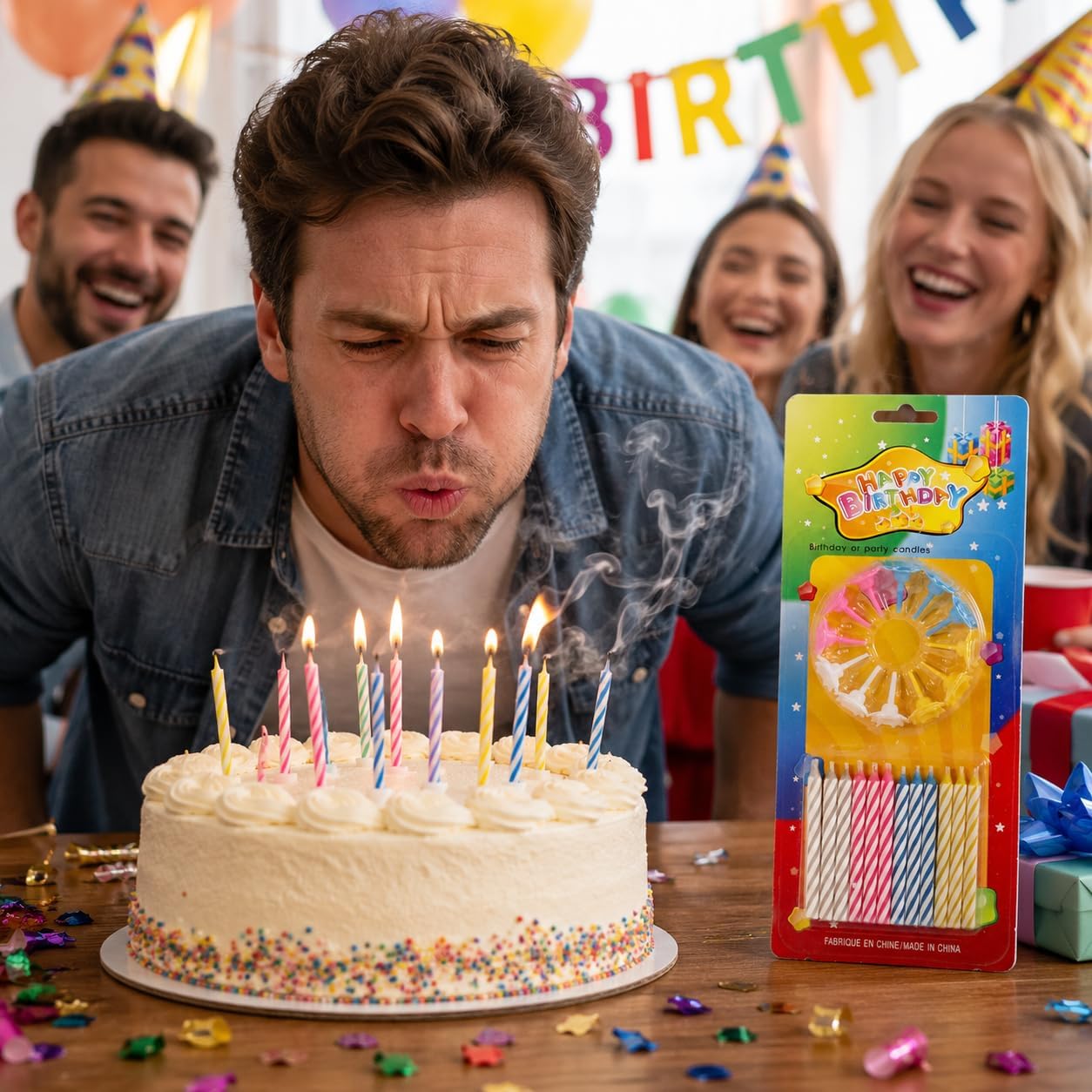 Magic Relighting Birthday Candles, Relight After Blow Out Cake Candles, Funny Surprise Birthday (12 Multicolor)