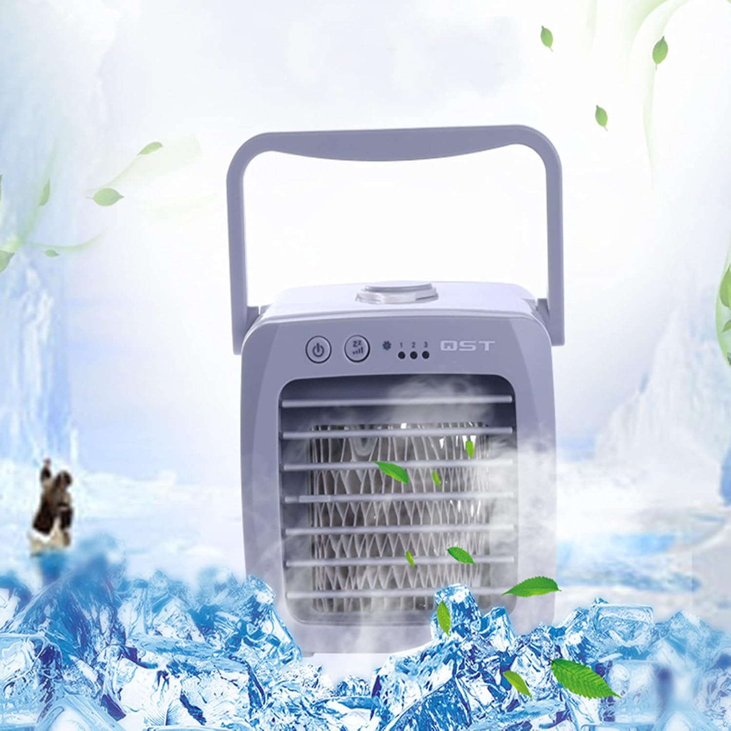 Portable Air Cooler for Bedroom, USB Mini Personal Evaporative Cooler Fan 3 Speeds Quiet Energy saving Air Conditioner Fan for Office Home (17.5×16.4×16.5 cm,A)