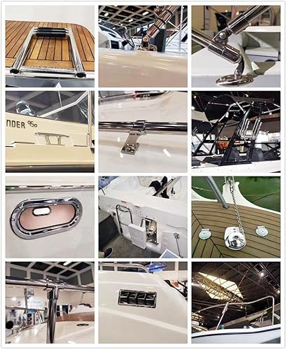 Miniatura 9 de Par de acero inoxidable 316 de 90 grados de montaje de base de tubo rectangular para tuberíatubo de 220.984 in, accesorio de reposabrazos marino,