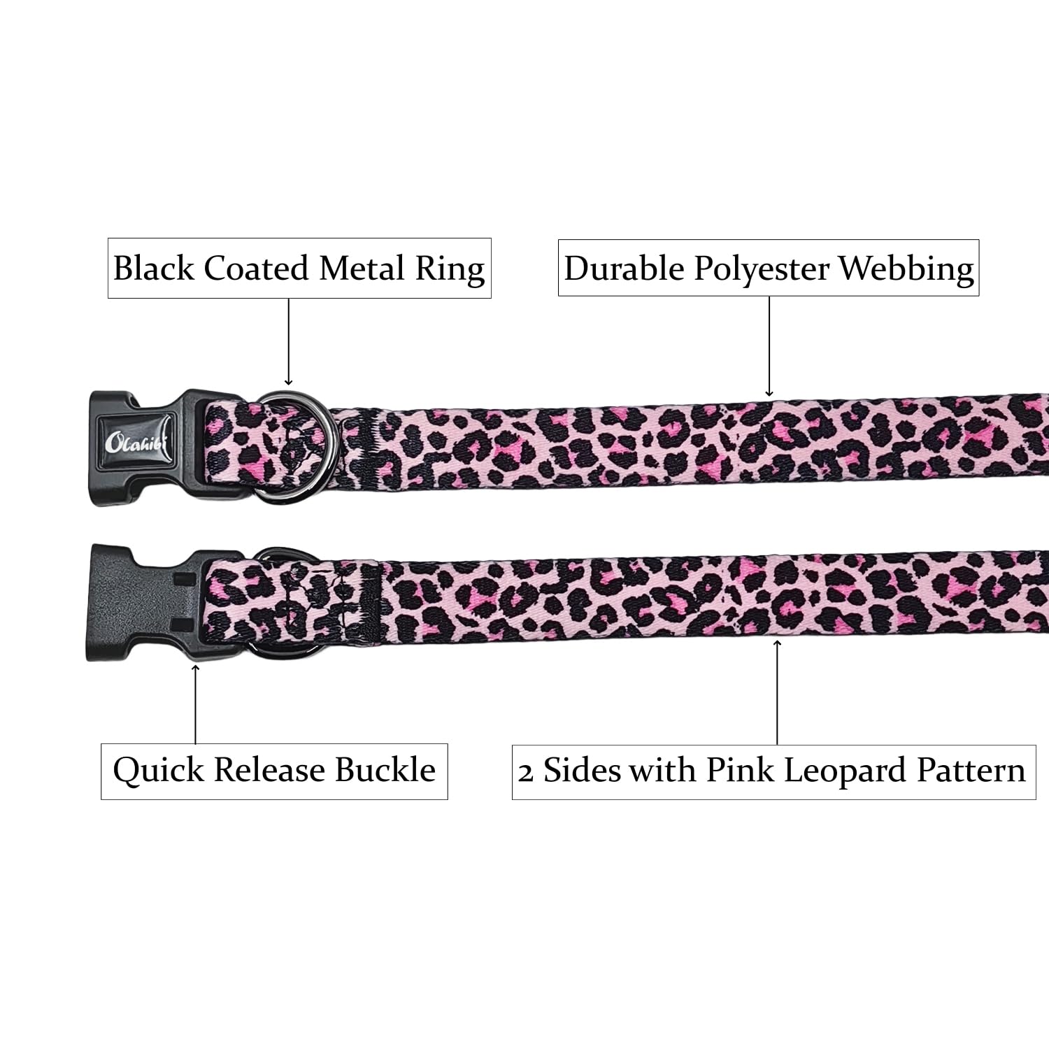 Olahibi Dog Collar and Leash Combo Set, Leopard Pattern, Polyester Material, 150CM Matching Leash, for Small Dogs.(S, Colorful Leopard) - Image 4