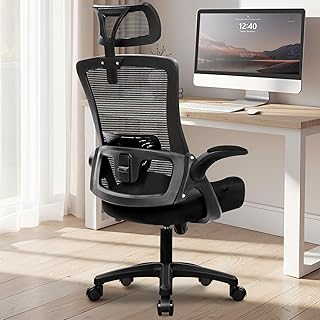 NEO CHAIR Silla ergonómica ajustable de escritorio para oficina en casa, respaldo alto, silla de malla para juegos de computadora con brazos ajustables para tareas cómodas, soporte lumbar para el