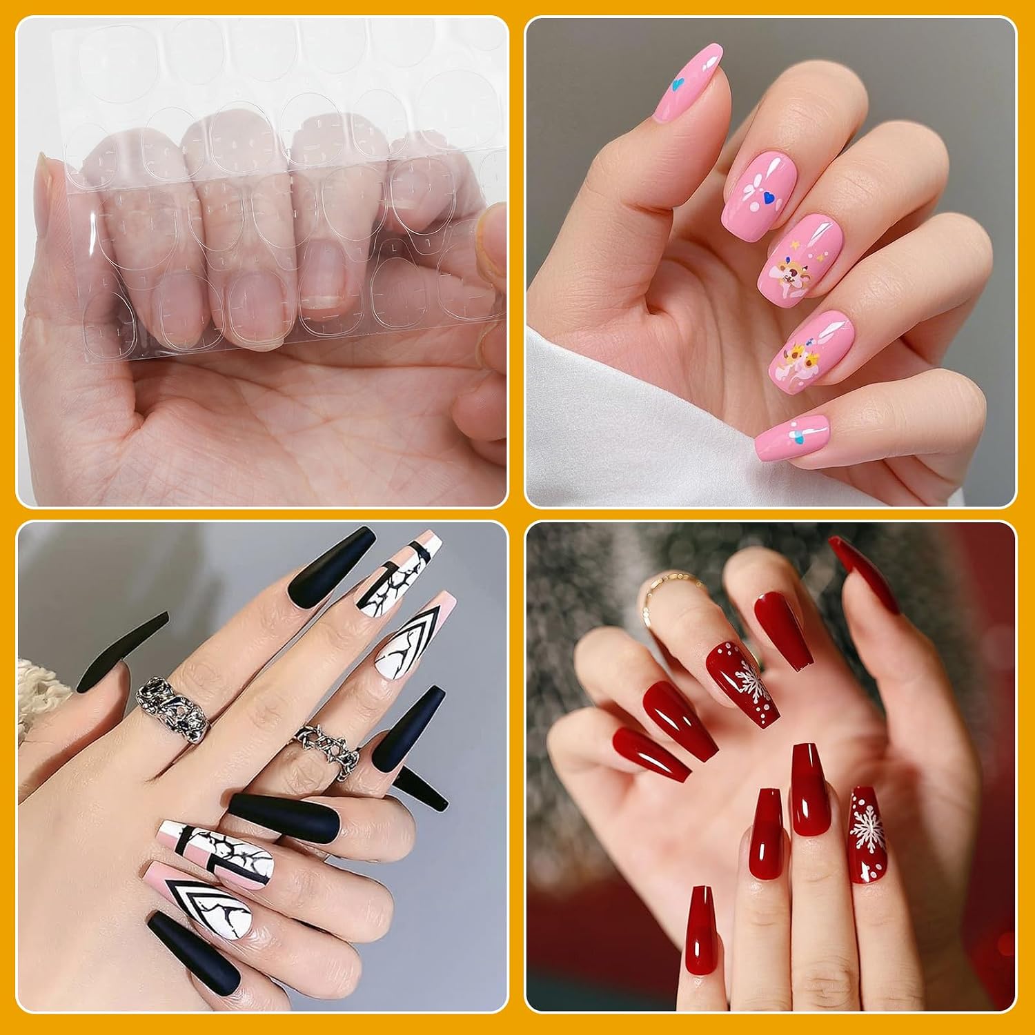 720 Pcs (30 Sheets) Sticky Tabs for Nails, 12 Sizes Press on Nail Adhesive Tabs, Strong Fake Nail Stickers, Transparent Waterproof Breathable Nails Glue