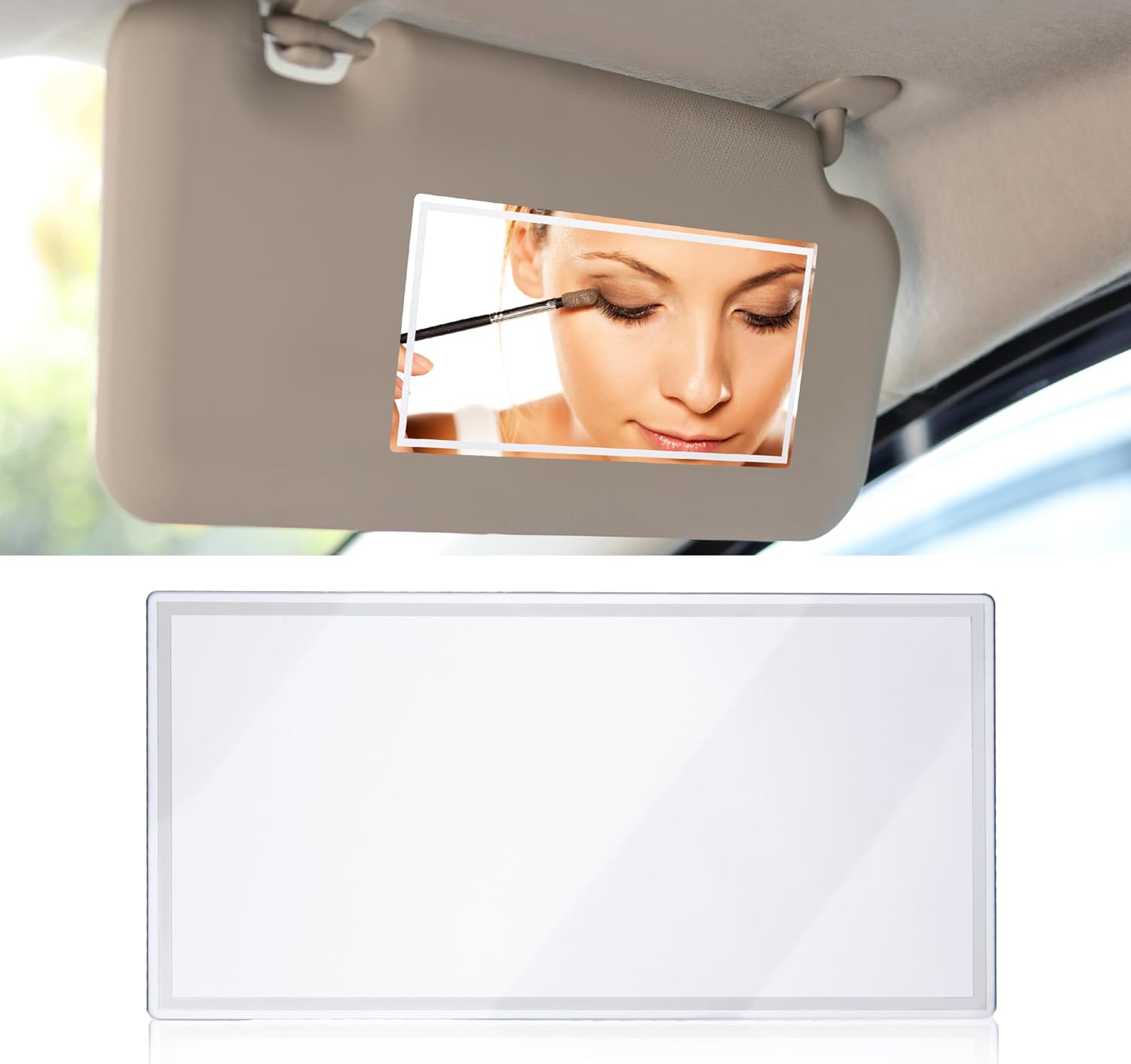 Car Sun Visor Mirror, HD 5.91"×3.15" Portable Car Vanity Mirror, Seatback Self-Adhesive Makeup Mirrors, Shatter-proof Cosmetic Accessories for Automotive Truck SUV Vehicle