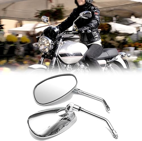 Miniatura 7 de DREAMIZER Espejo de motocicleta cromado de 0.394 pulgadas (0.394 in), espejos laterales universales compatibles con Street Bike Scooter Cruiser