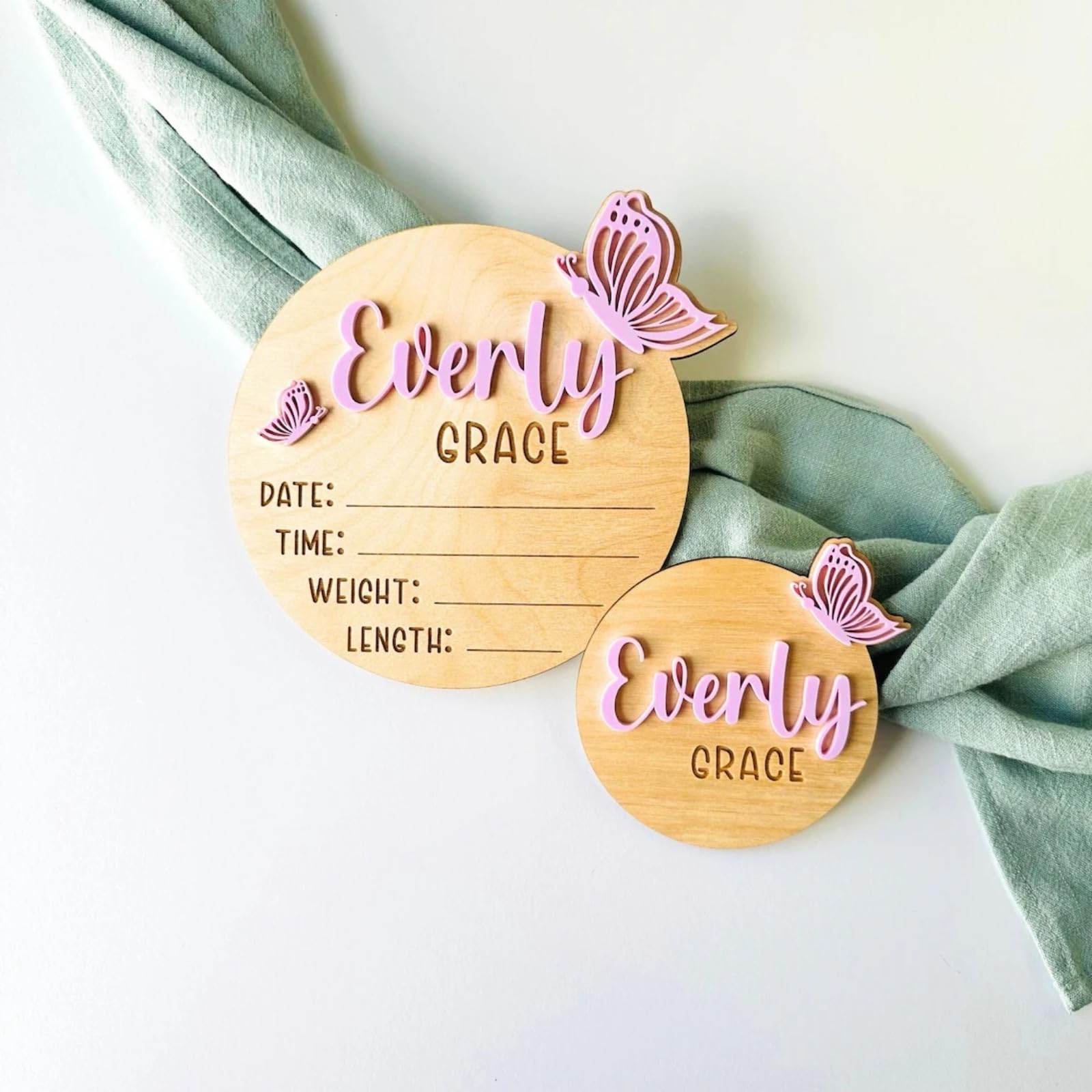 Spersonalizowany motyl 3D imię znak do szpitala niestandardowy drewniany znak ogłoszenia imienia dziecka zdjęcie rekwizyt baby shower przedszkole prezent dla dziewczynki / chłopca ujawnienie imienia 2