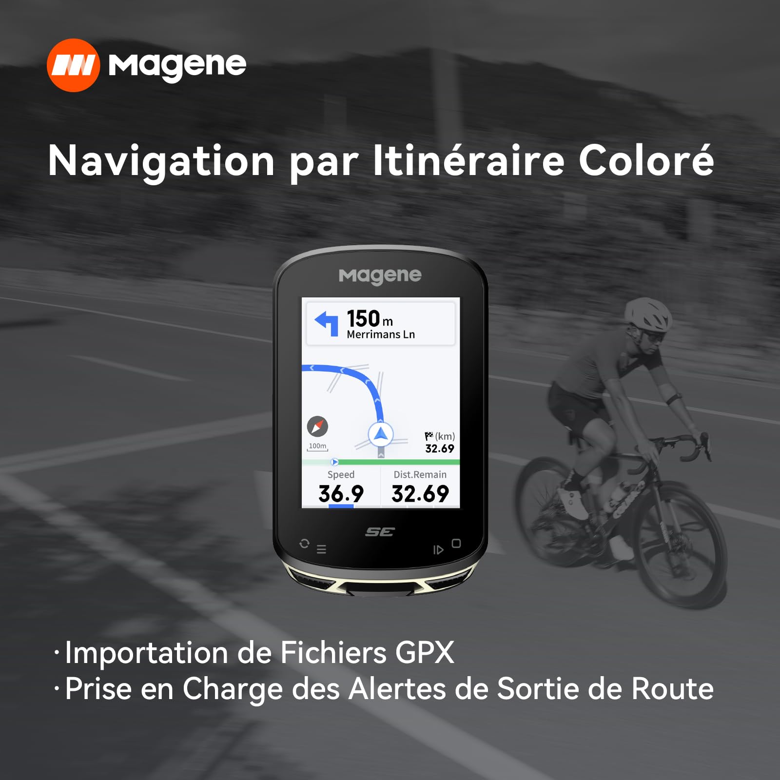 Magene C506SE Compteur Vélo GPS sans Fil, Écran Couleur Étanche de 2,4'', Navigation Routière, Bluetooth&WiFi, Données Personnalisées, 11 Langues