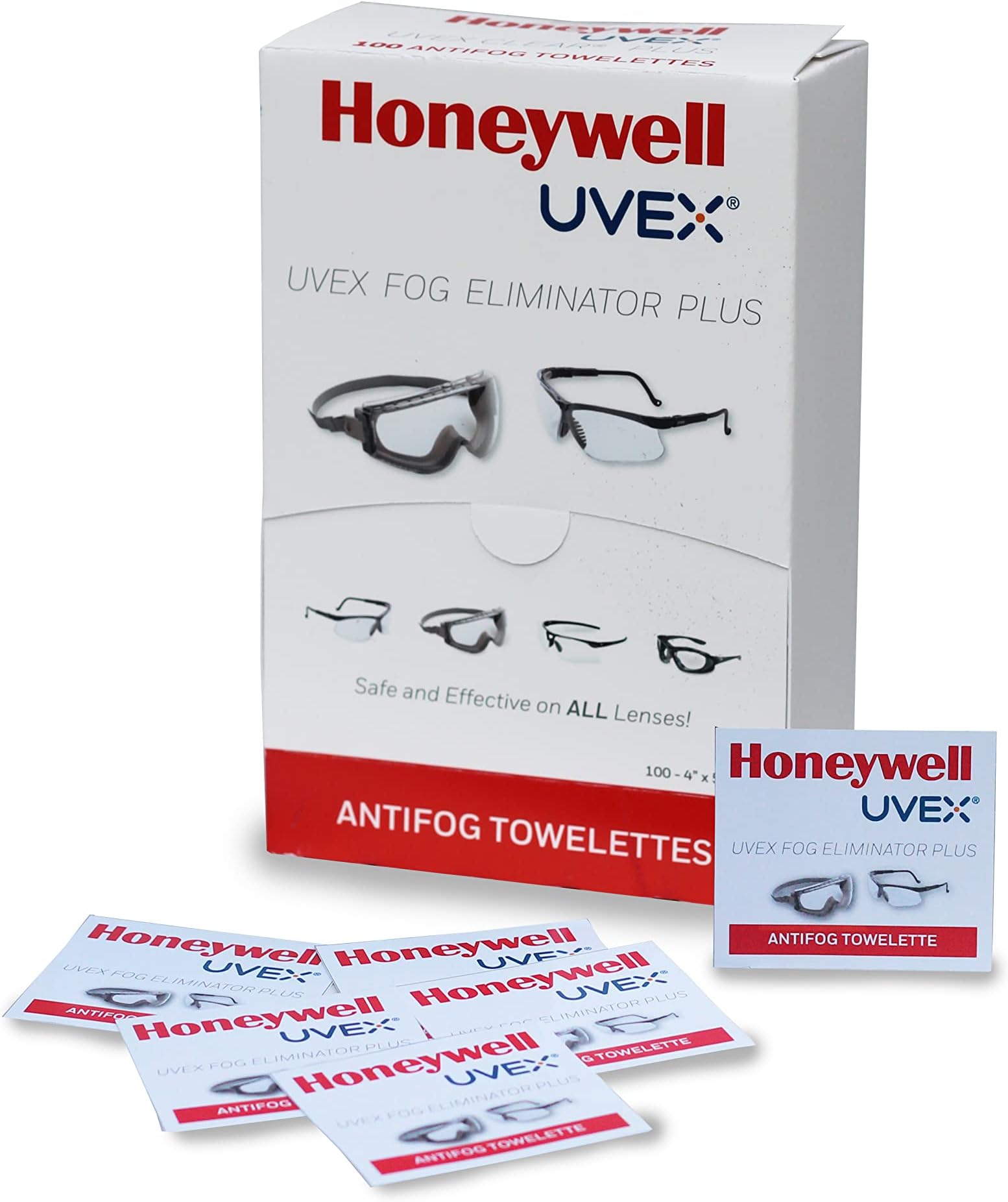 Uvex S479 Fog Eliminator Plus Cloths, 100 Cloths/Box, Individually-Wrapped