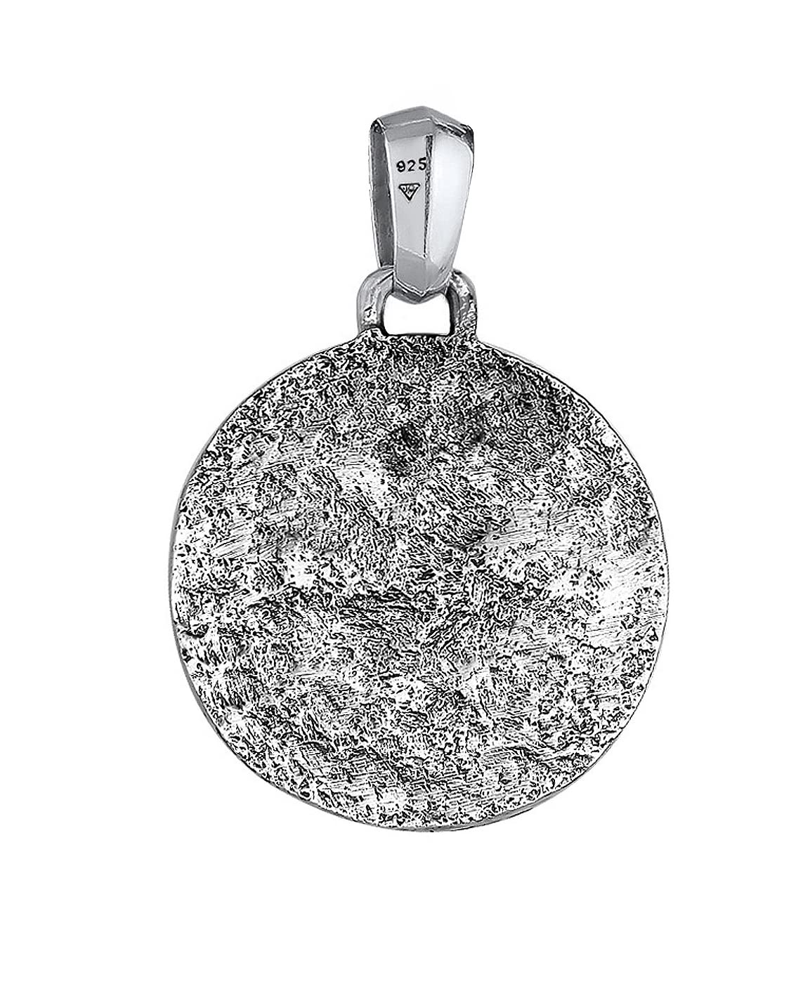 Kuzzoi Colgante de brújula de plata de ley 925 maciza (30 mm) para cadenas, accesorio rosa de viento de muy y exclusivo (negro, plata oxidada) para hombres, Plata esterlina