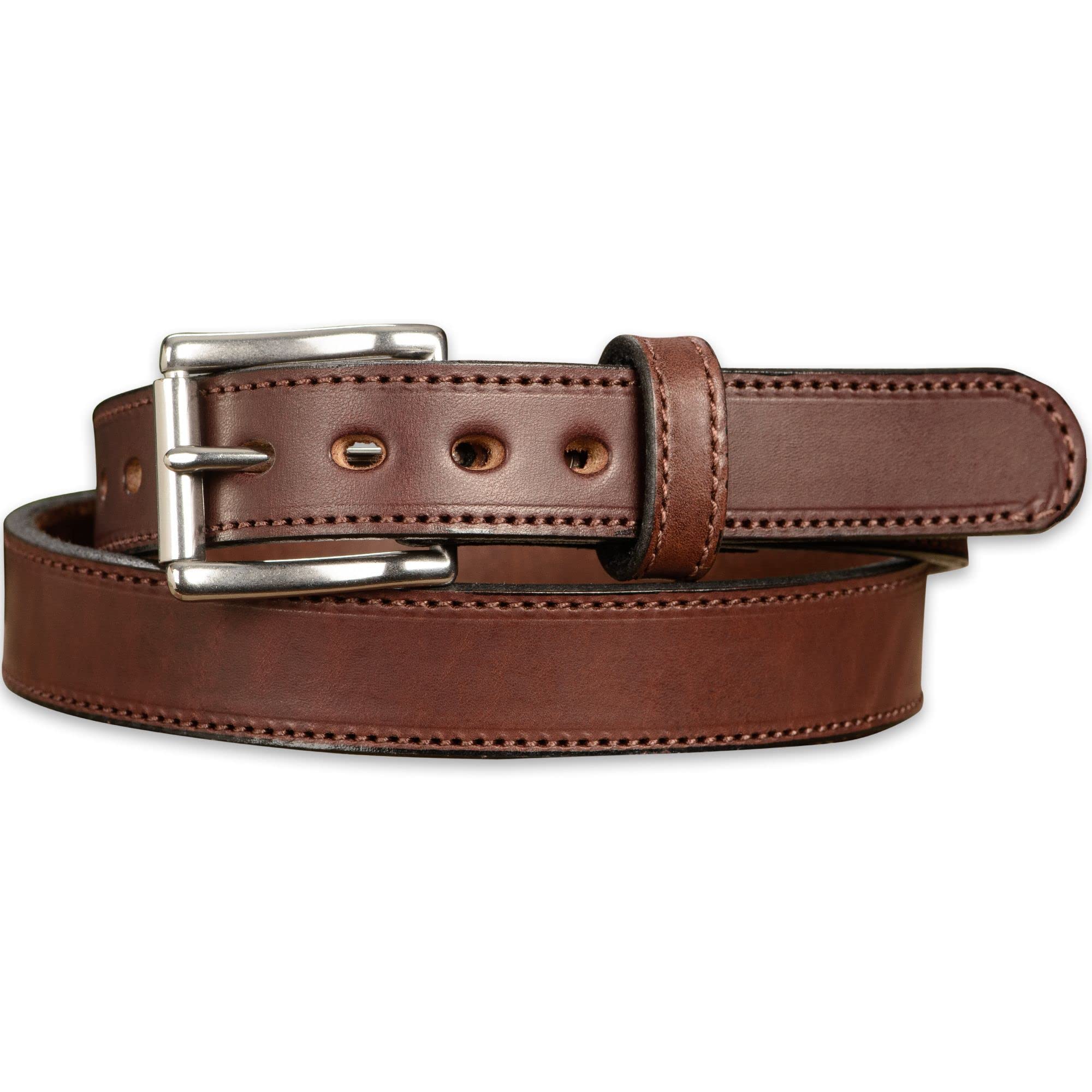 Bullhide Belts Mens Leather Belt, Genuine Full Grain Leather, Heavy-Duty Stitched Belts for Work, Casual, Dress, 1.25